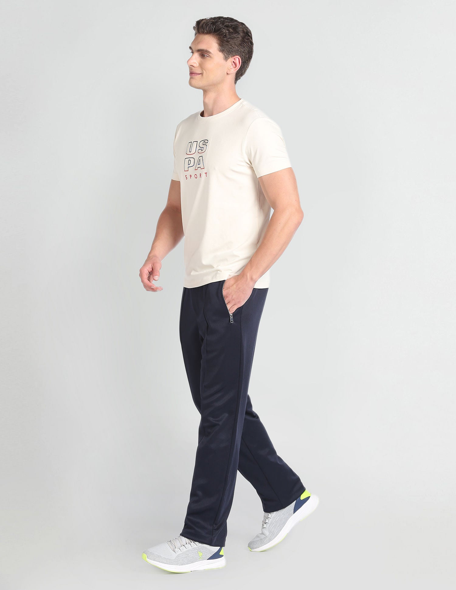 Slim Fit Brand Print T-Shirt Beige - U.S. Polo Assn. India | Large