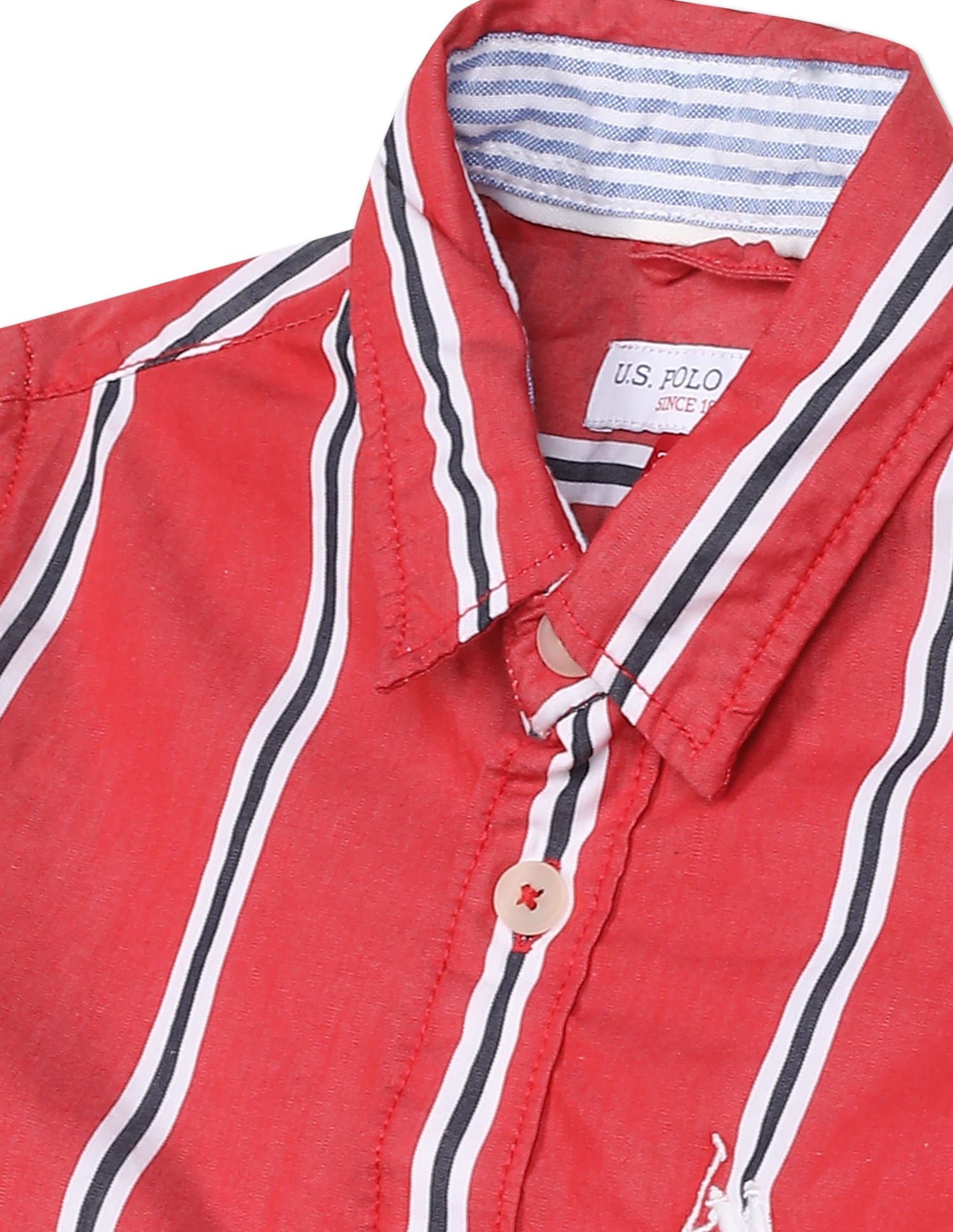 Spread Collar Striped Shirt Red - U.S. Polo Assn. India | Large