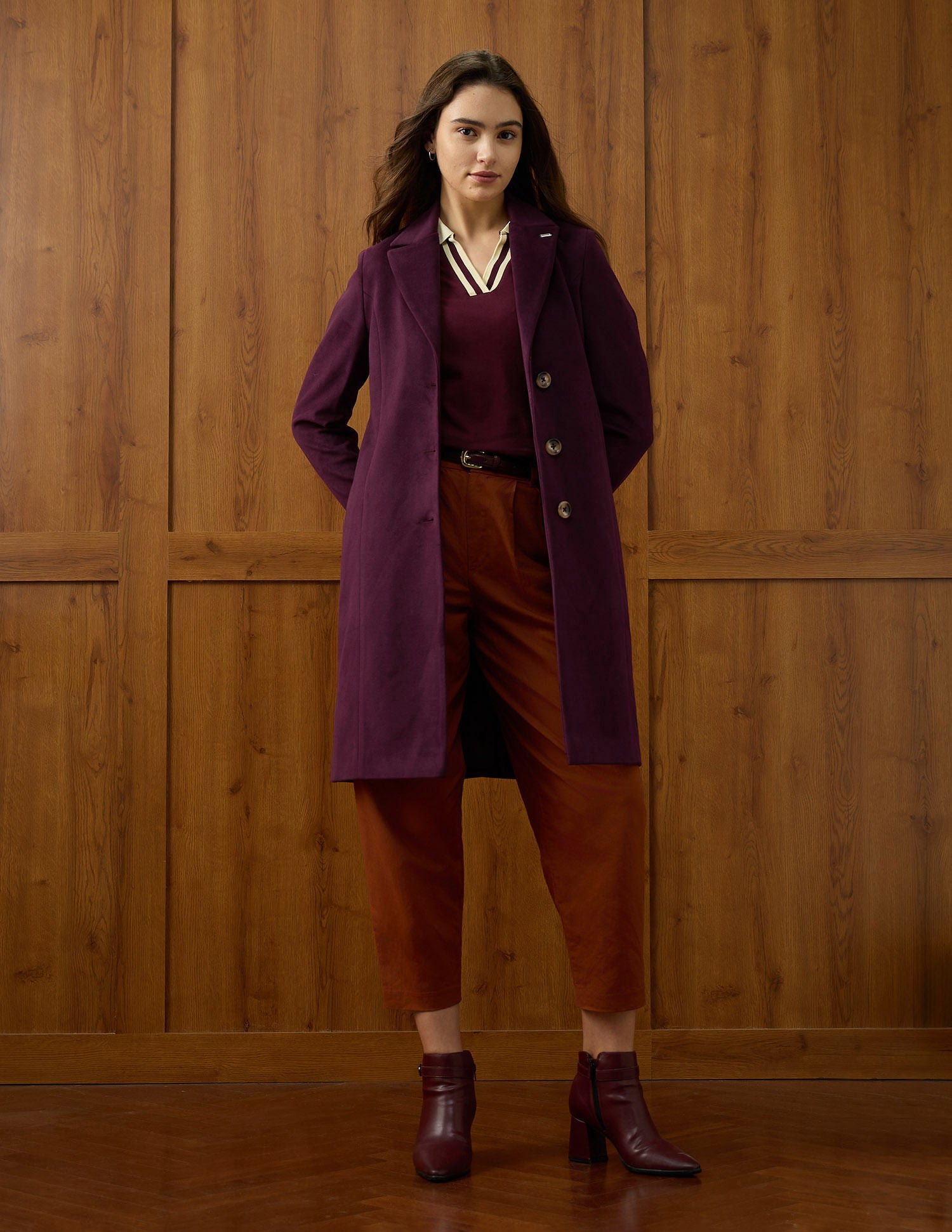 Soild Regular Fit Single Breasted Coat Purple - U.S. POLO ASSN. | Large