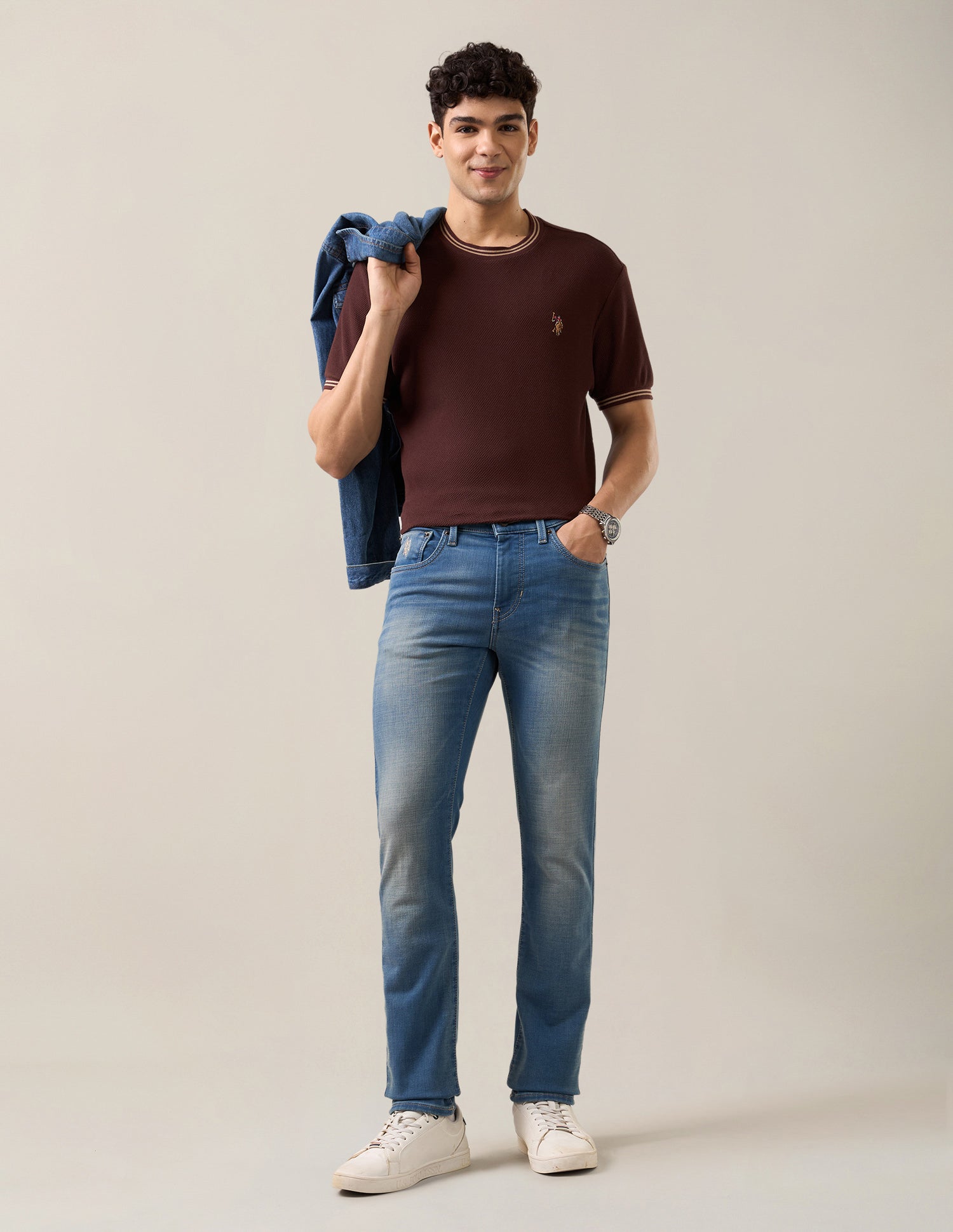 Regallo Skinny Fit Blue Jeans Tinted Blue - U.S. Polo Assn. India | Large