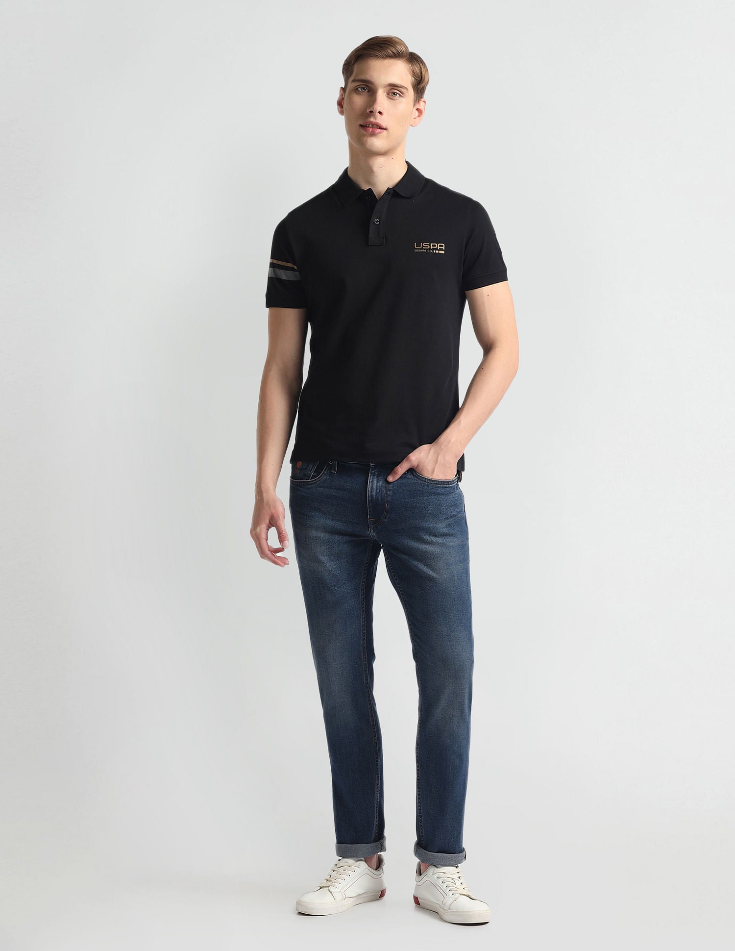 Brandon Slim Tapered Blue Jeans Blue - U.S. Polo Assn. India | Large