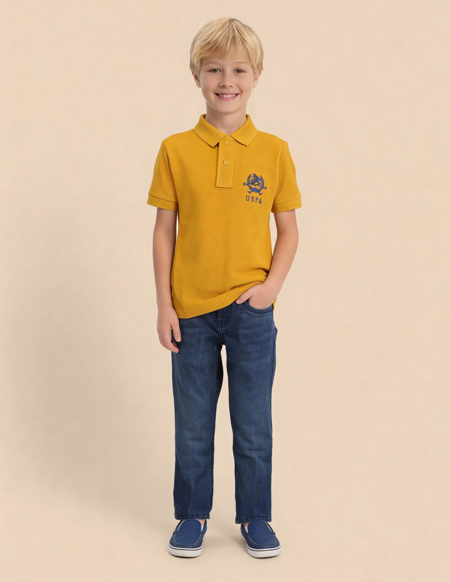Boys Pure Cotton Polo Shirt Yellow - U.S. Polo Assn. India | Large