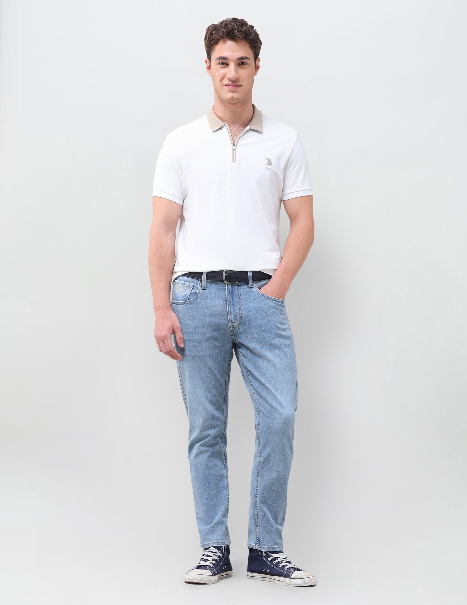 Cole Comfort Cropped Fit Blue Jeans Light Indigo - U.S. Polo Assn. India | Large