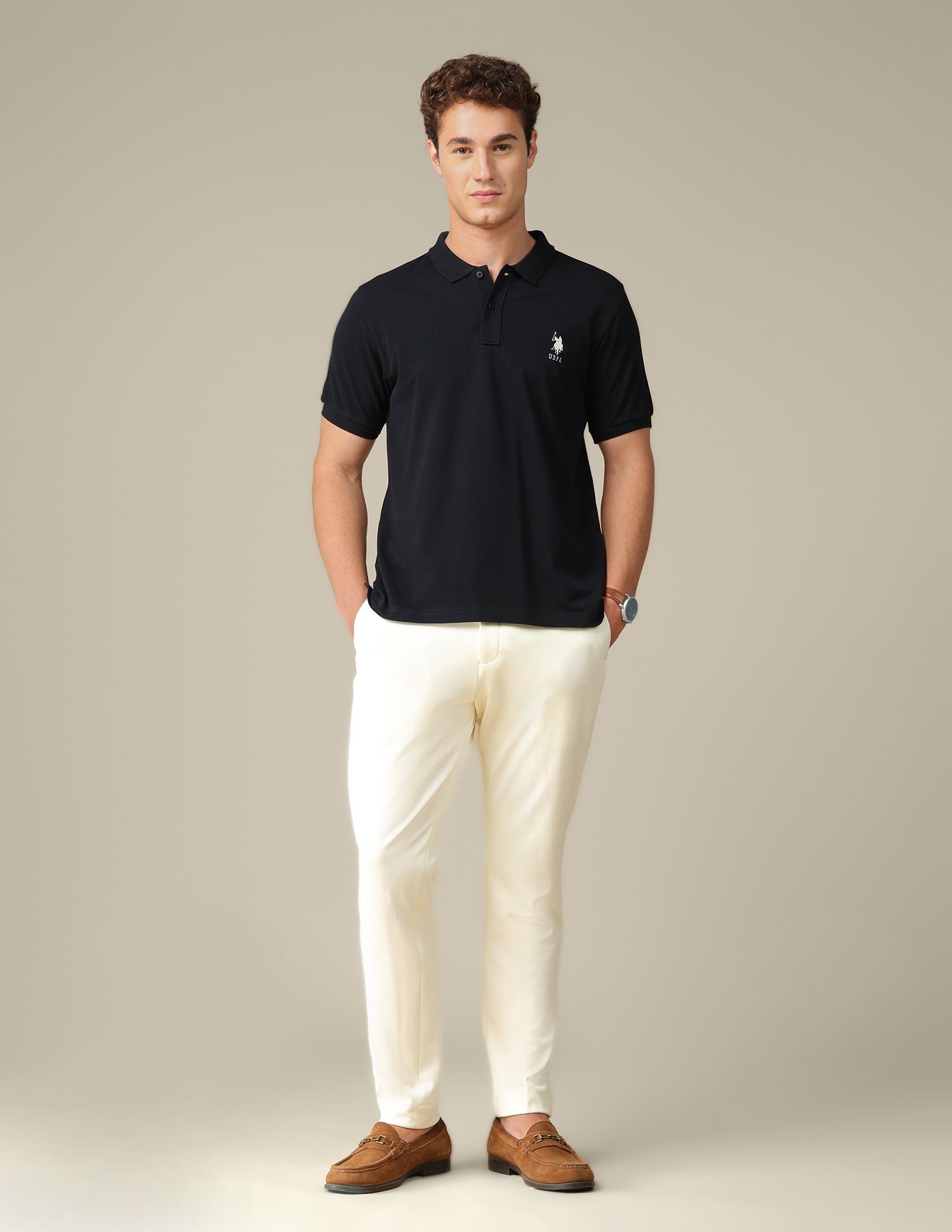 Graphic Brand Printed Regular Fit Polo Shirt Navy - U.S. Polo Assn. India | Large