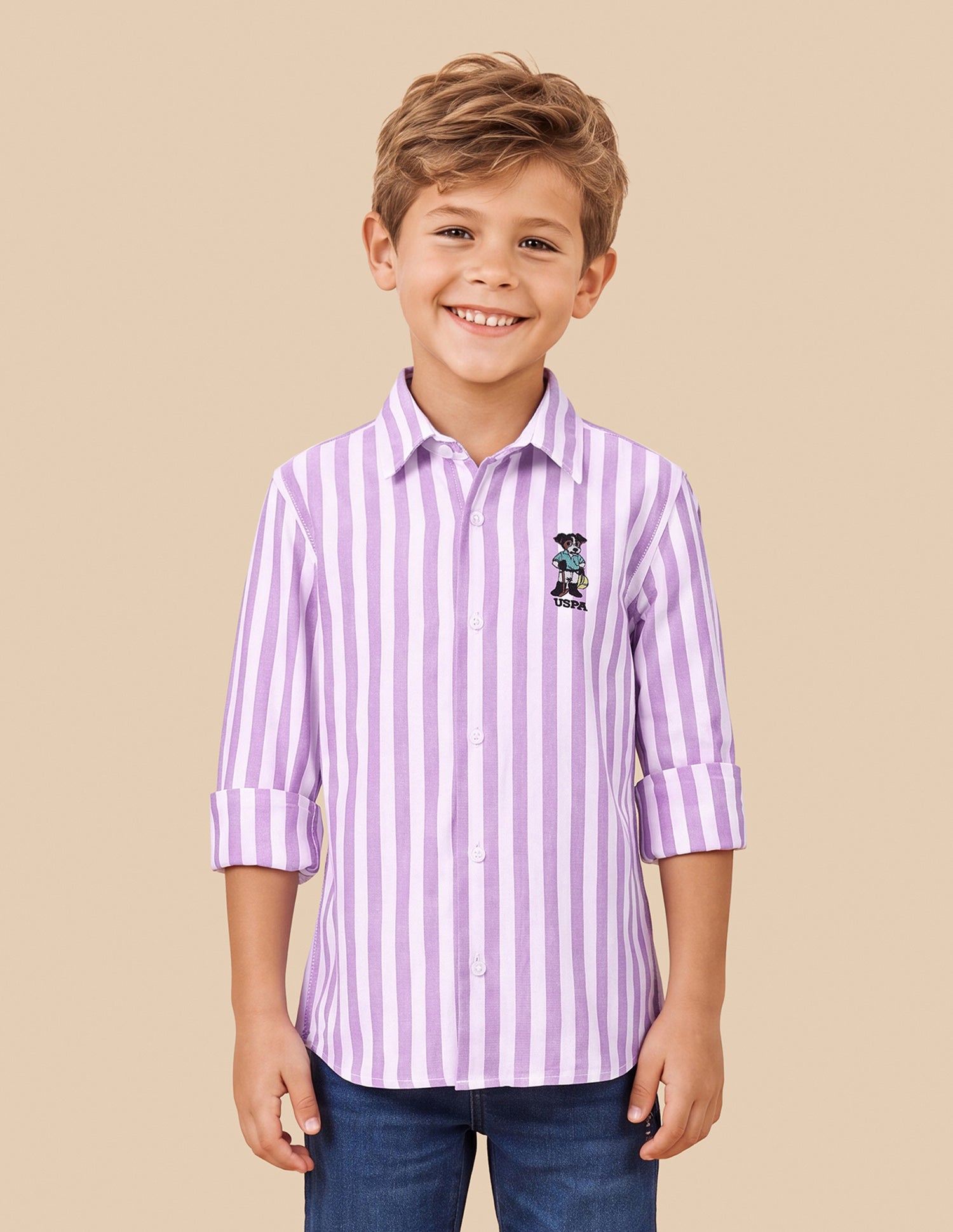 Vertical Striped Oxford Shirt Purple - U.S. Polo Assn. India | Large