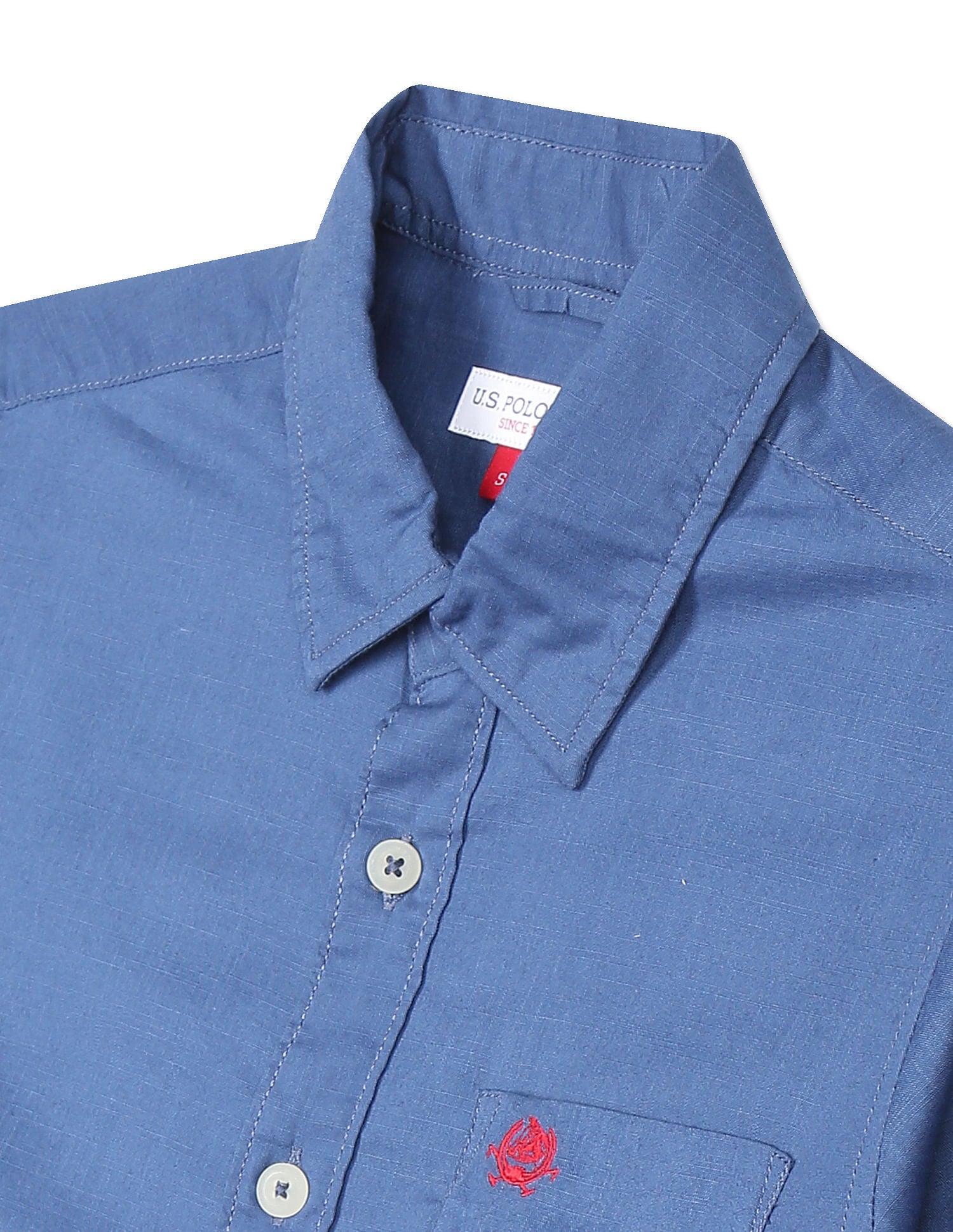 Spread Collar Solid Shirt Navy - U.S. Polo Assn. India | Large