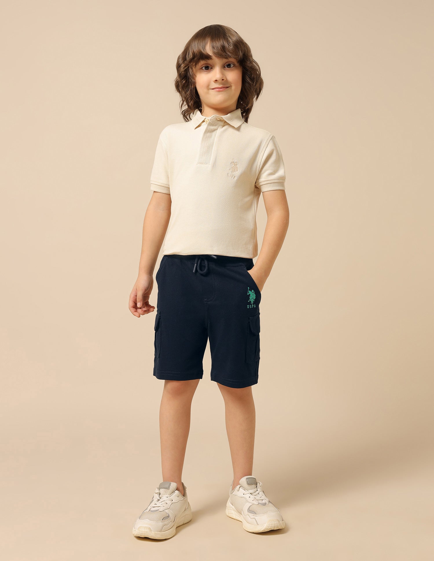 Boys Pure Cotton Solid Shorts Navy - U.S. POLO ASSN. | Large