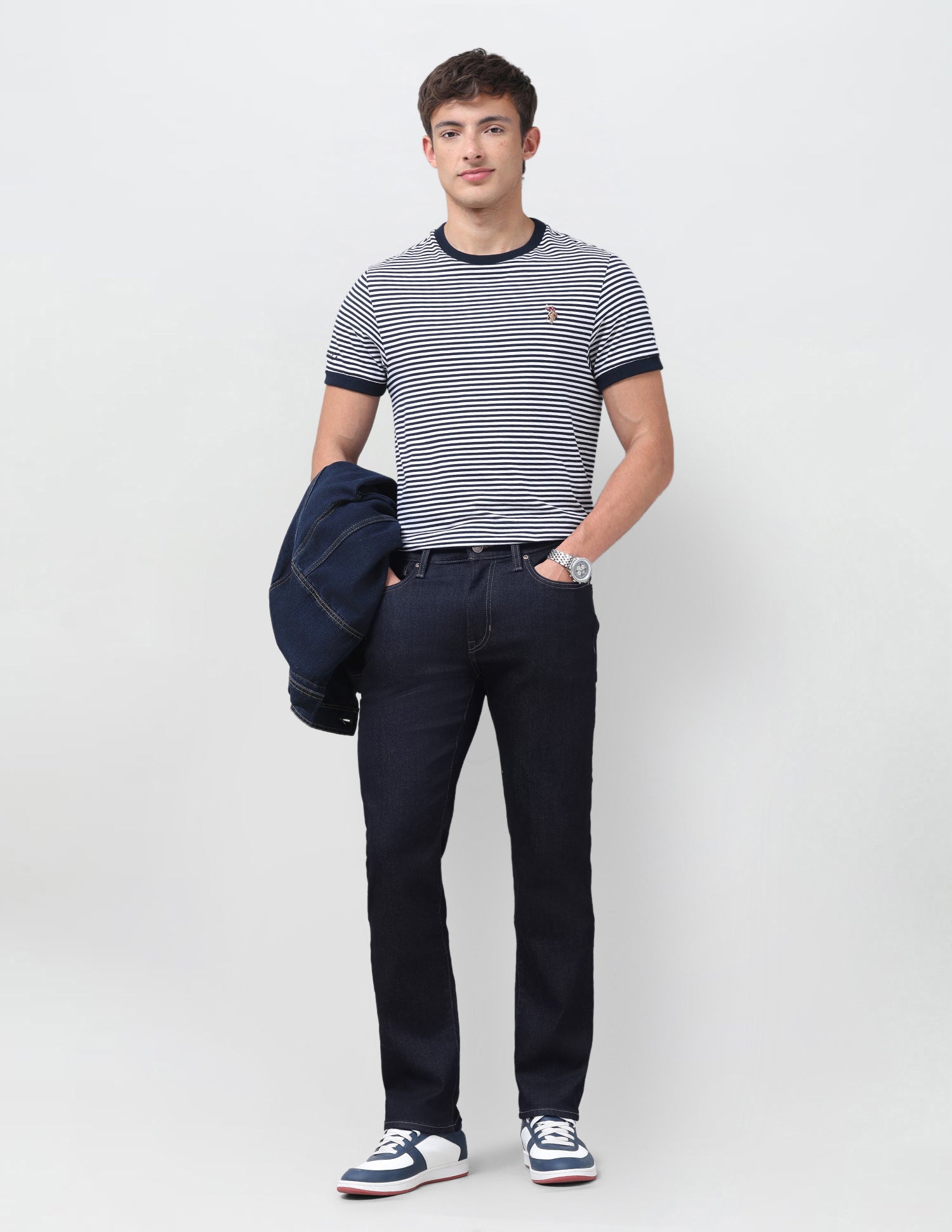 Pacho X Harold Slim Straight Fit Blue Jeans Mid Blue - U.S. Polo Assn. India | Large