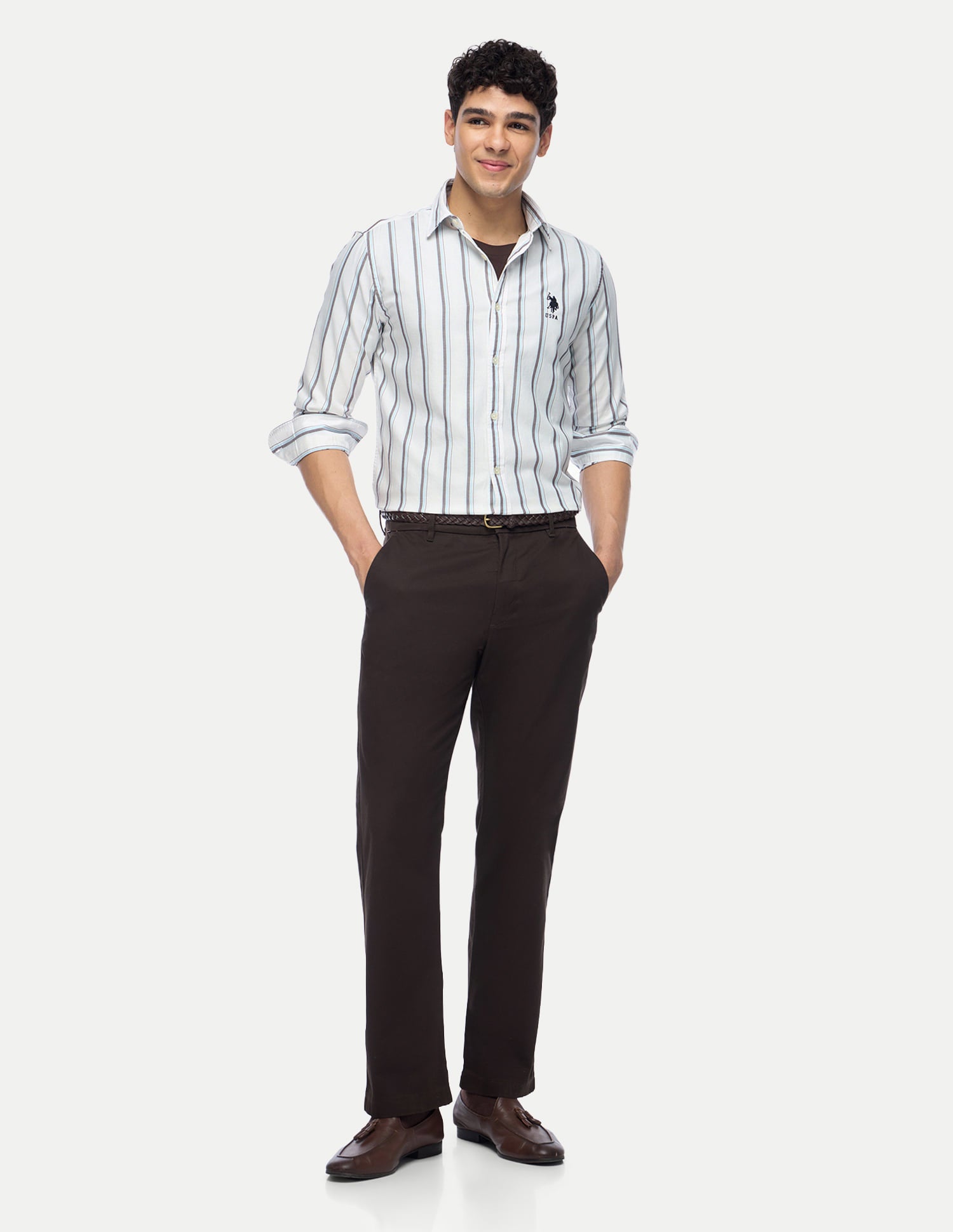 Tailored Vertical Stripes Shirt White - U.S. Polo Assn. India | Large