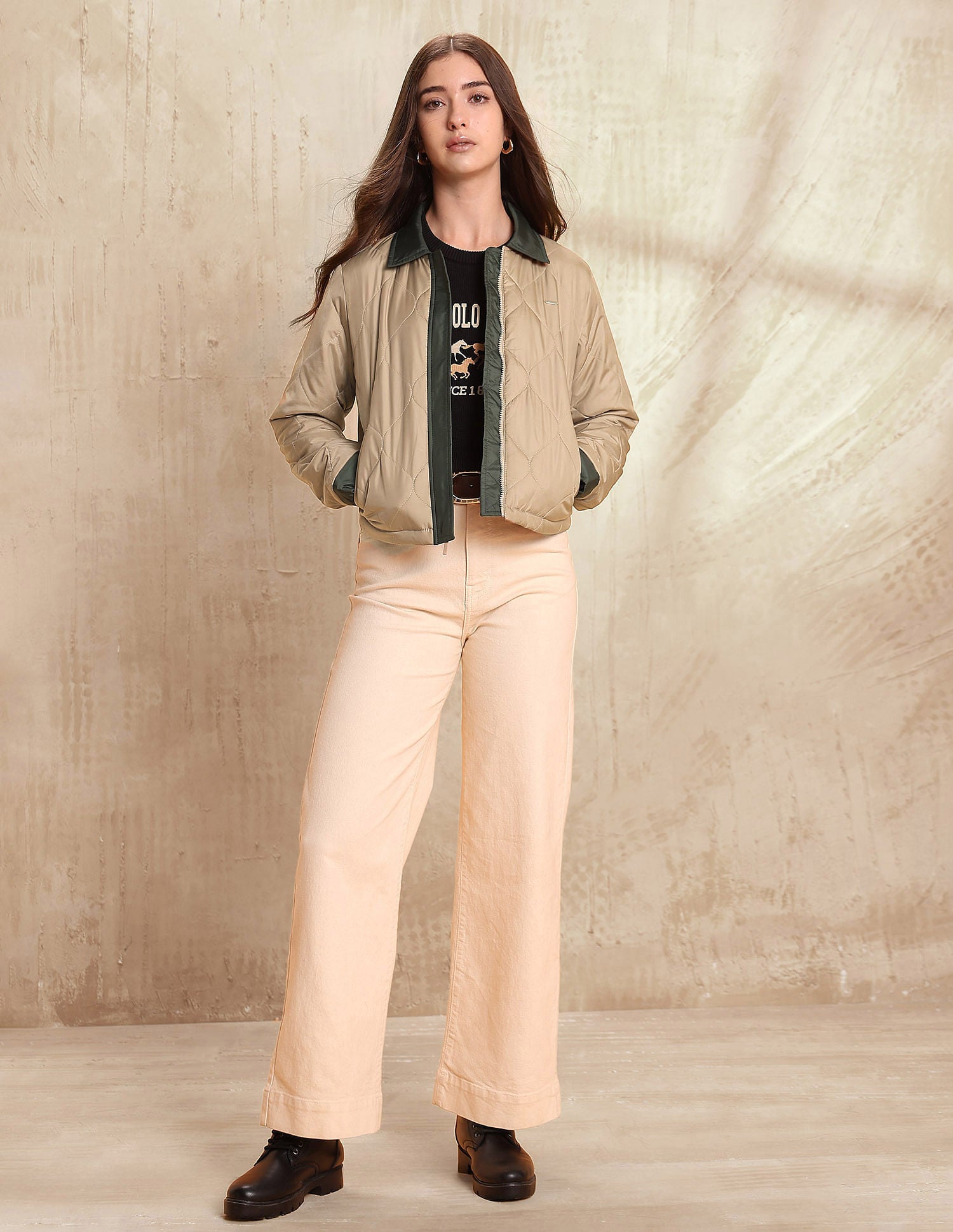 Regular Fit Quilted Jacket Beige - U.S. POLO ASSN. | Large