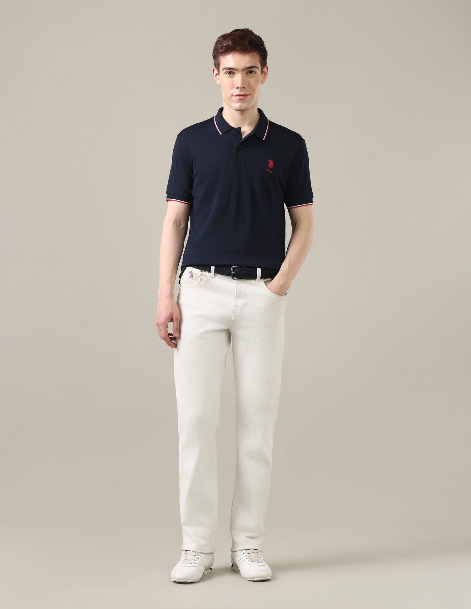 Solid Slim Fit Polo Shirt Blue - U.S. Polo Assn. India | Large