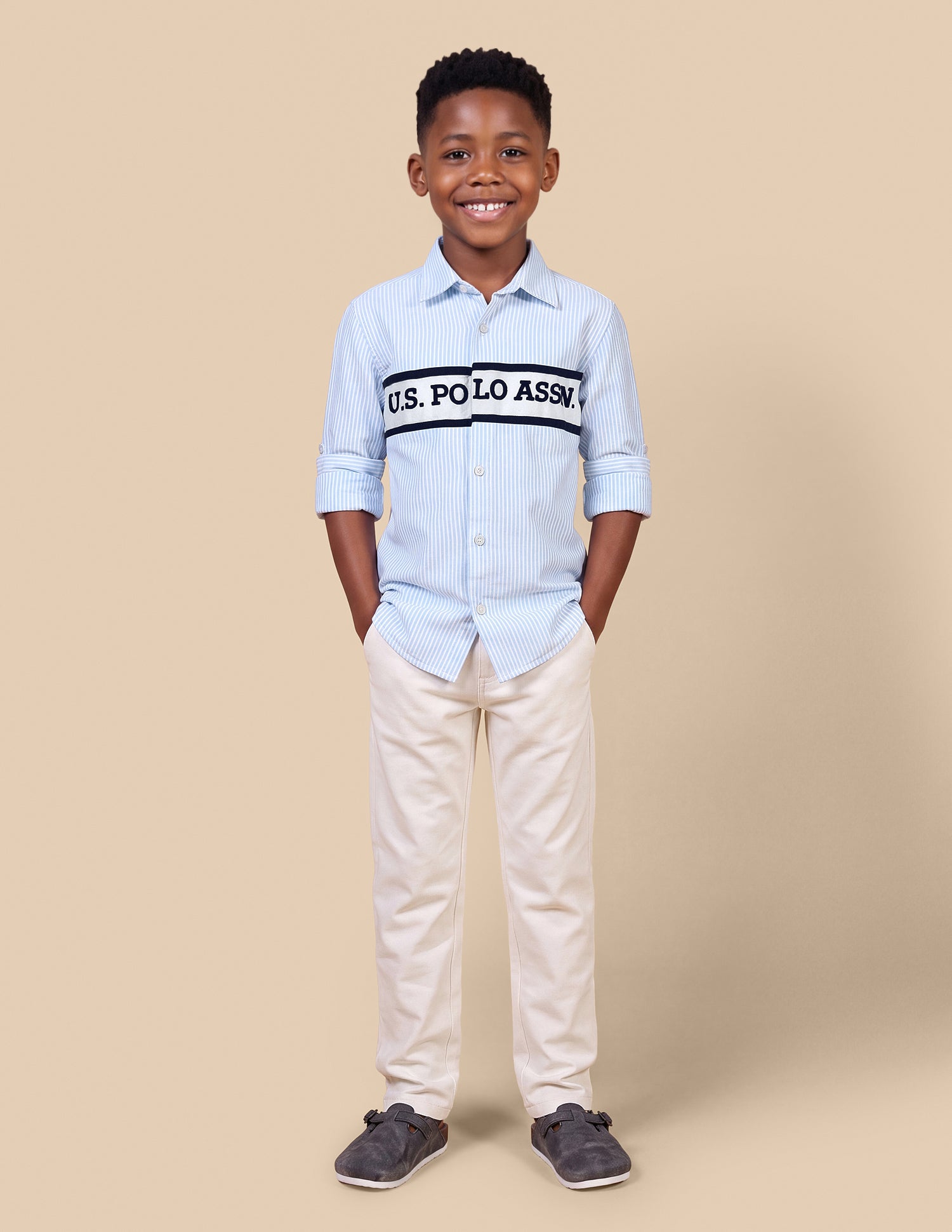 Vertical Striped Oxford Shirt Light Blue - U.S. Polo Assn. India | Large