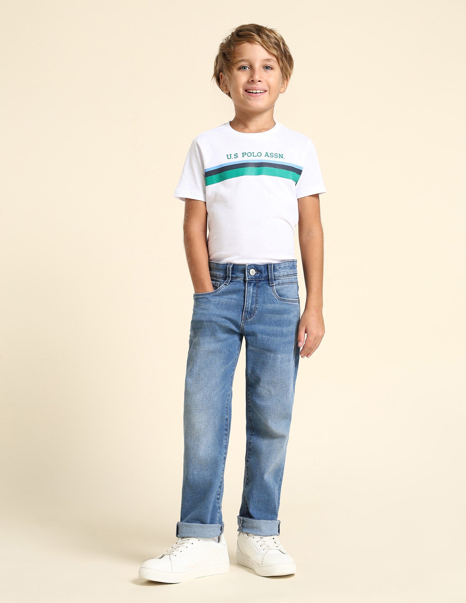 Boys Relaxed Fit Blue Jeans Light Blue - U.S. POLO ASSN. | Large