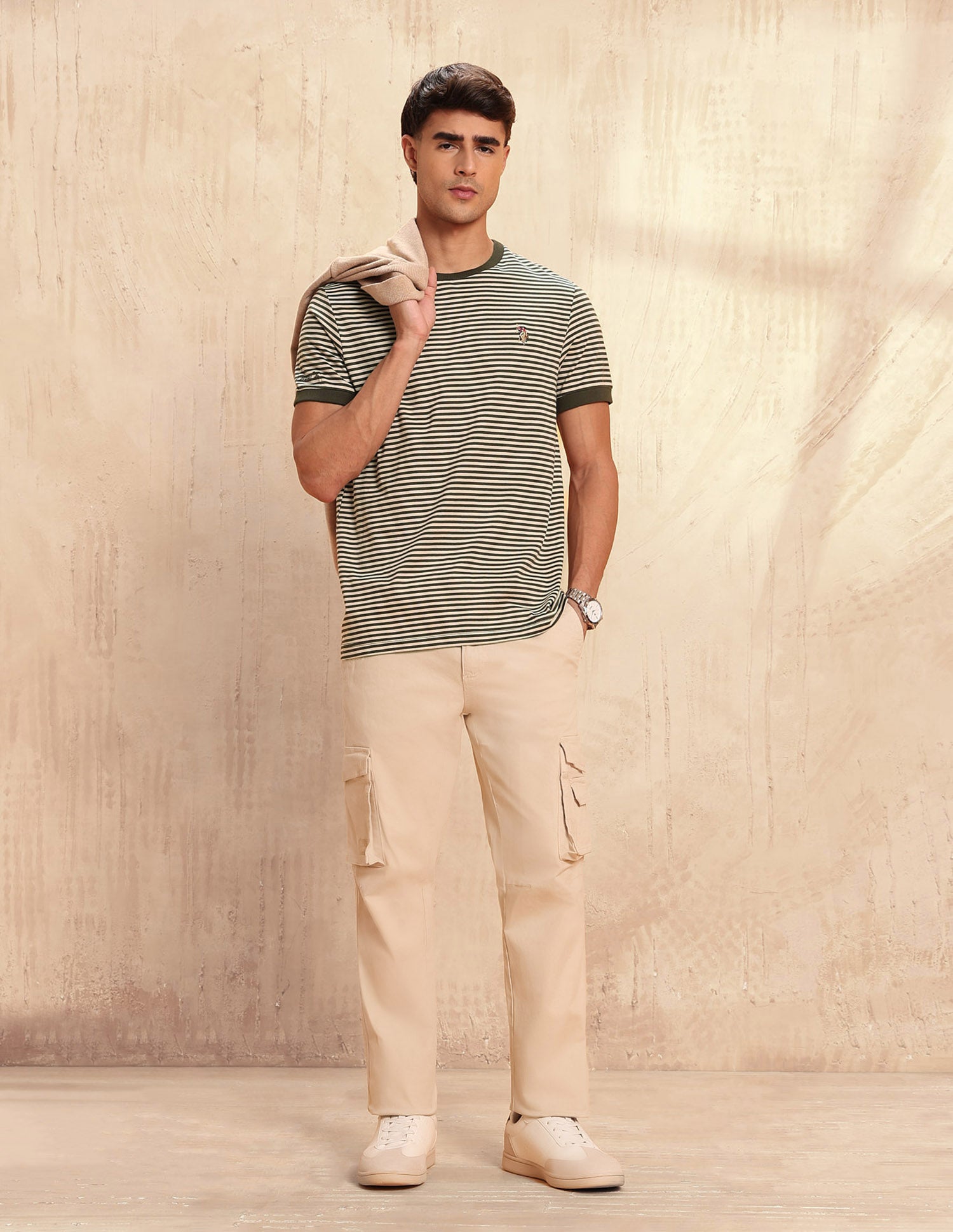 Horizontal Striped Legend Of Horseshoe T-Shirt Olive - U.S. POLO ASSN. | Large