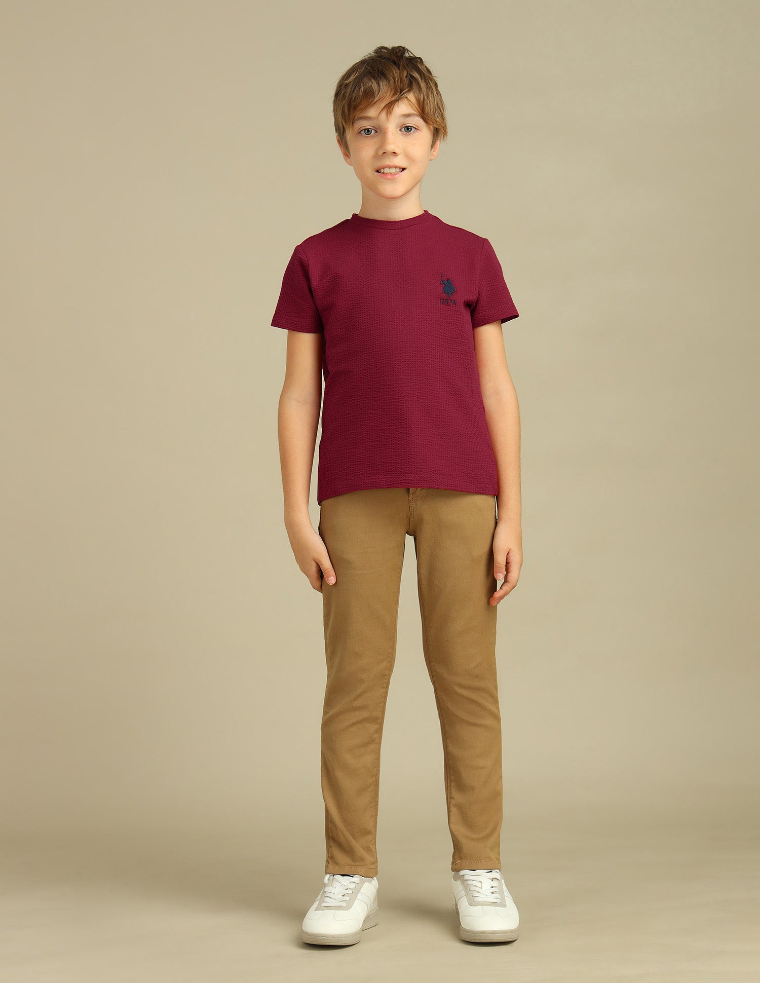 Boys Logo Textured T-Shirt Red - U.S. POLO ASSN. | Large