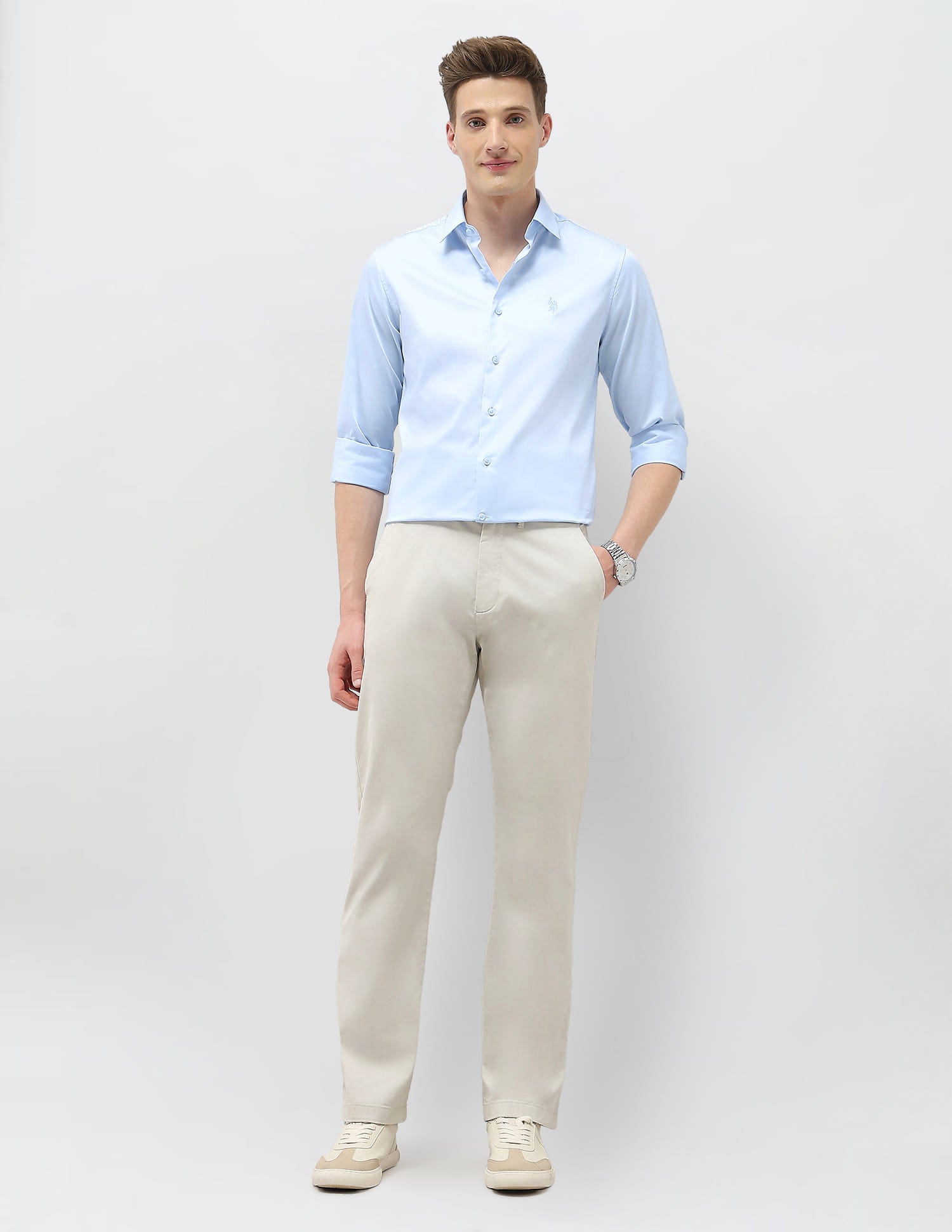 Solid Tailored Fit Shirt Light Blue - U.S. Polo Assn. India | Large