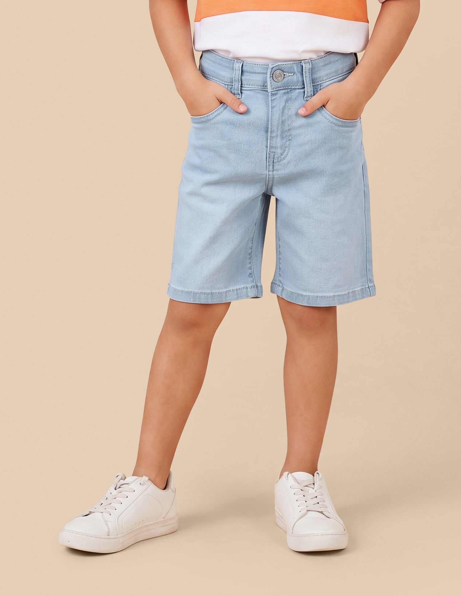 Mid Rise Regular Fit Denim Shorts Light Blue - U.S. Polo Assn. India | Large