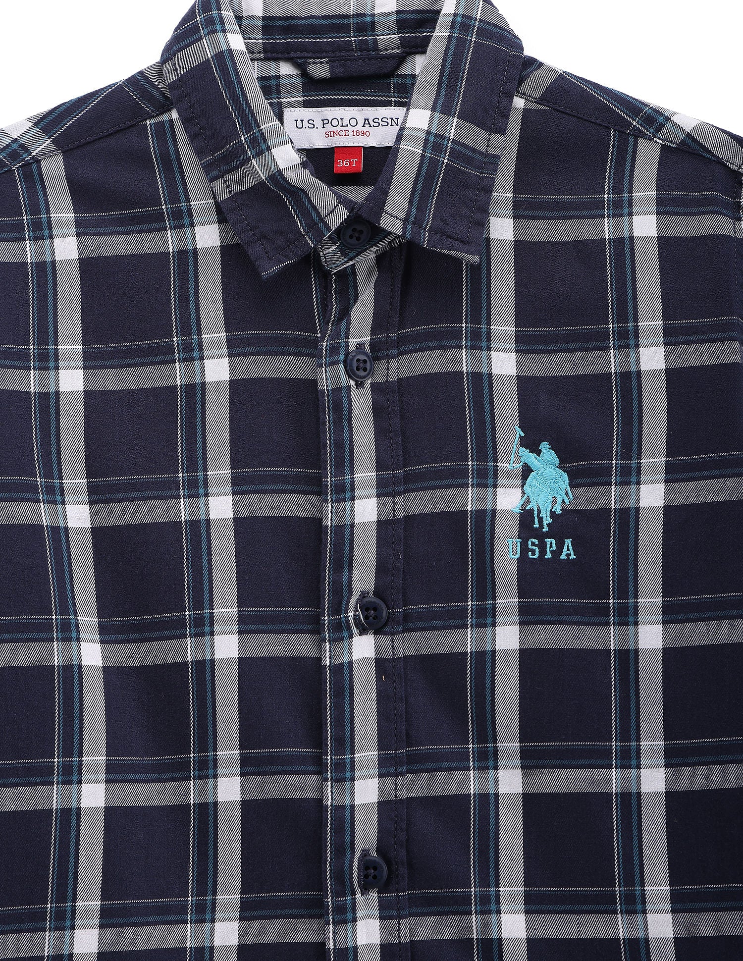 Boys Tartan Check Twill Shirt Navy - U.S. POLO ASSN. | Large