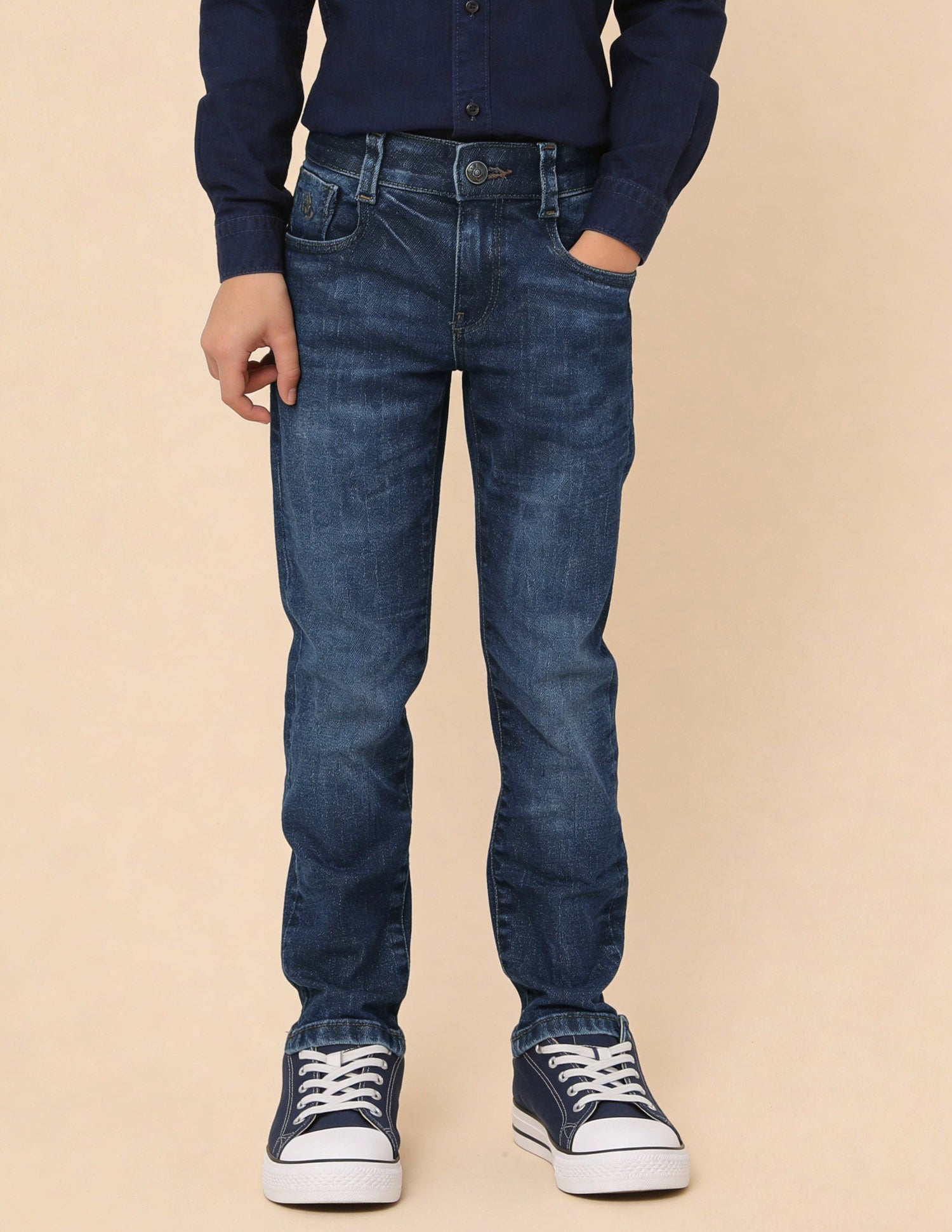 Whiskered Slim Fit Jeans Dark Blue - U.S. Polo Assn. India | Large