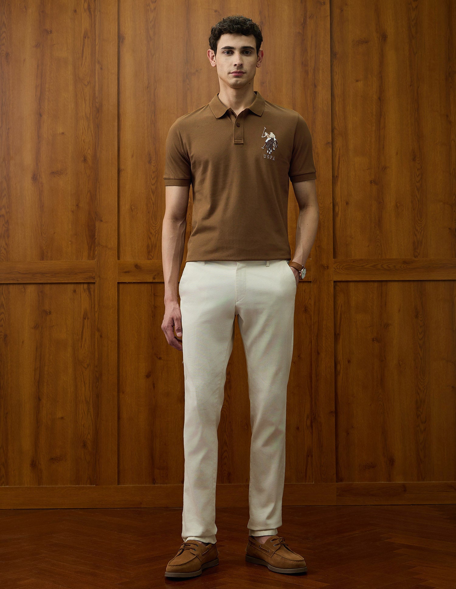 Brand Embroidered Varsity Theatre Polo Shirt Mustard - U.S. POLO ASSN. | Large