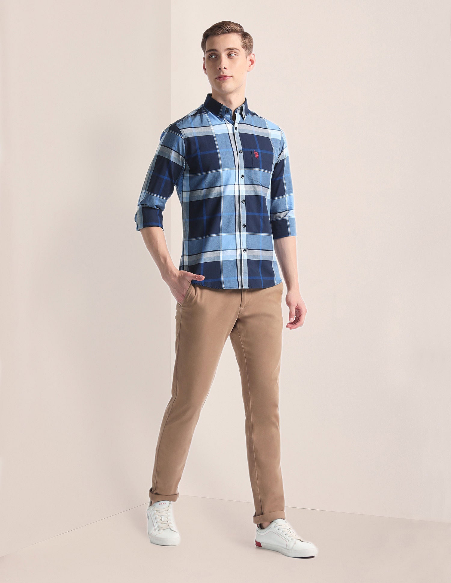 Plaid Check Oxford Shirt Navy - U.S. Polo Assn. India | Large