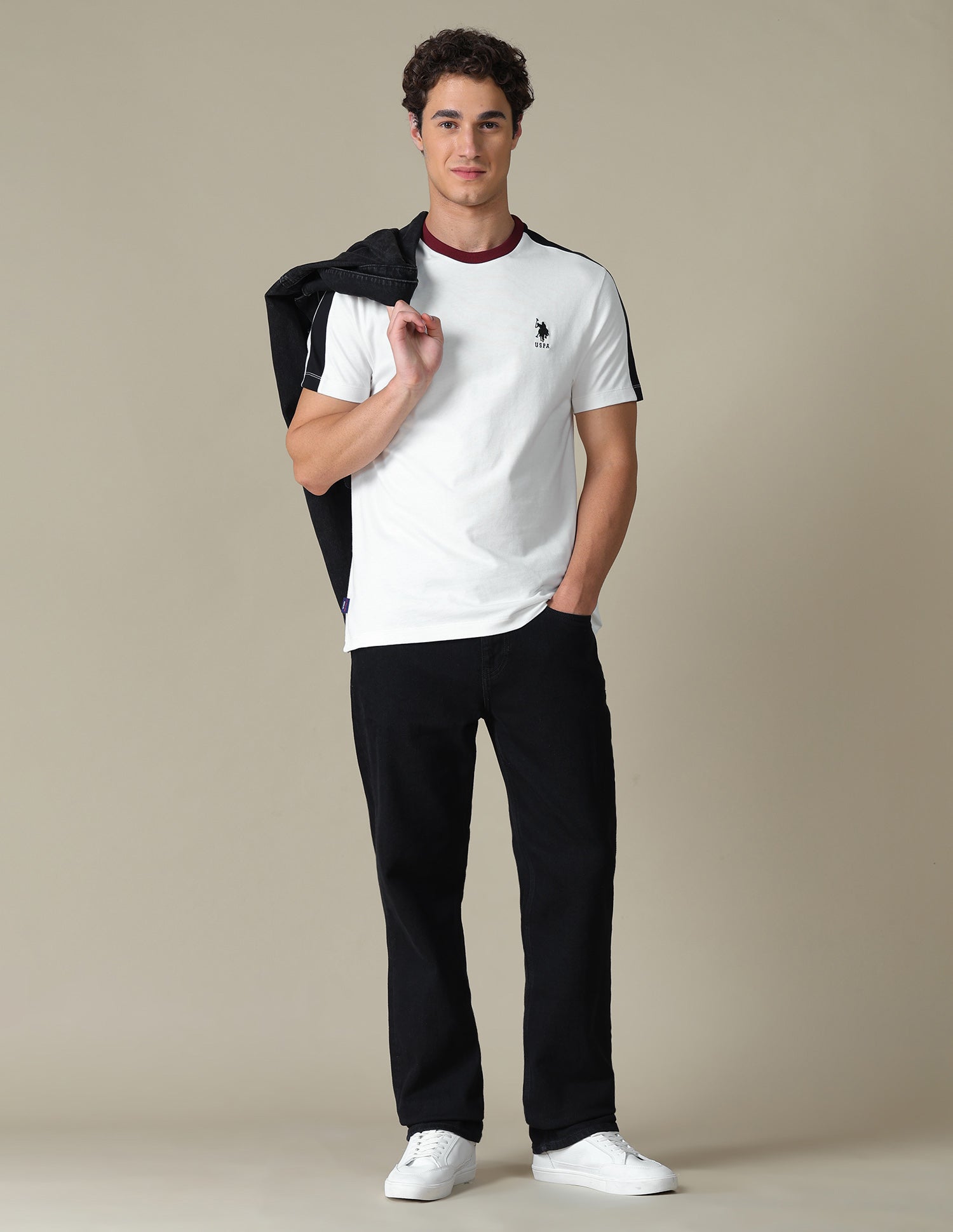 Solid Slim Fit T-Shirt Ivory - U.S. Polo Assn. India | Large
