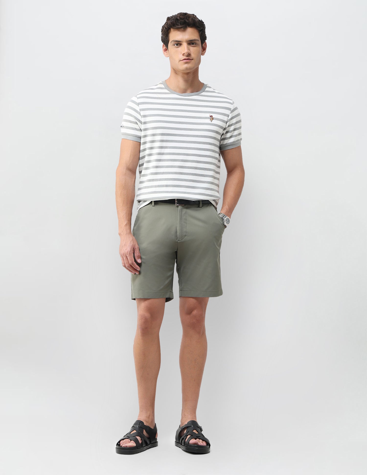 Mid Rise Slim Fit Shorts Green - U.S. Polo Assn. India | Large