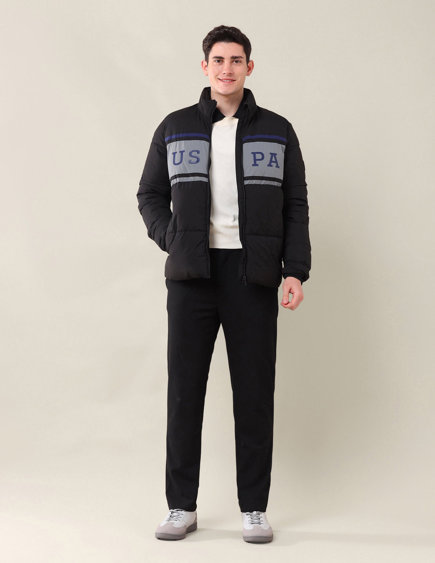 Colourblocked Puffer Jacket Black - U.S. Polo Assn. India | Large