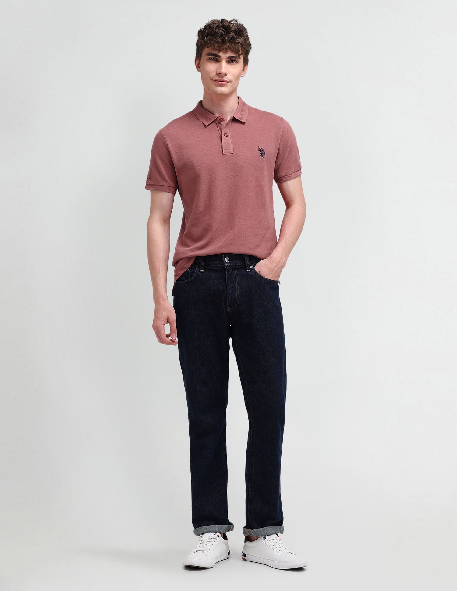 Muscle Fit Solid Polo Shirt Mauve - U.S. Polo Assn. India | Large