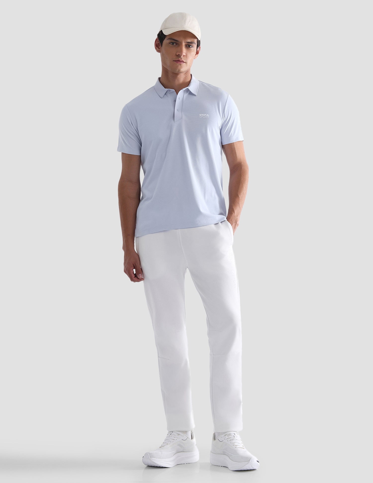Solid Slim Fit Active Polo Shirt Light Blue - U.S. Polo Assn. India | Large