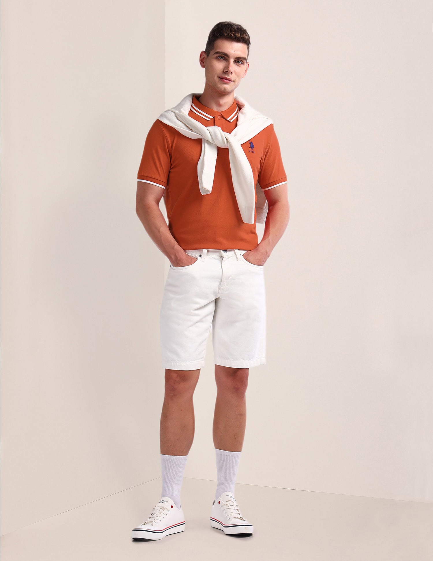 Solid Slim Fit Polo Shirt Rust - U.S. Polo Assn. India | Large