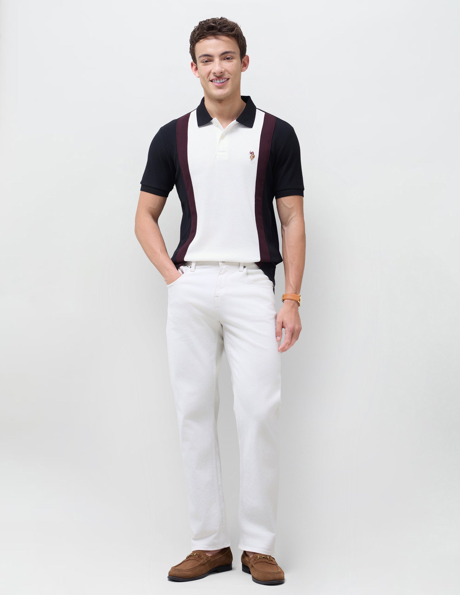 Colourblocked Muscle Fit Polo Shirt Black - U.S. Polo Assn. India | Large