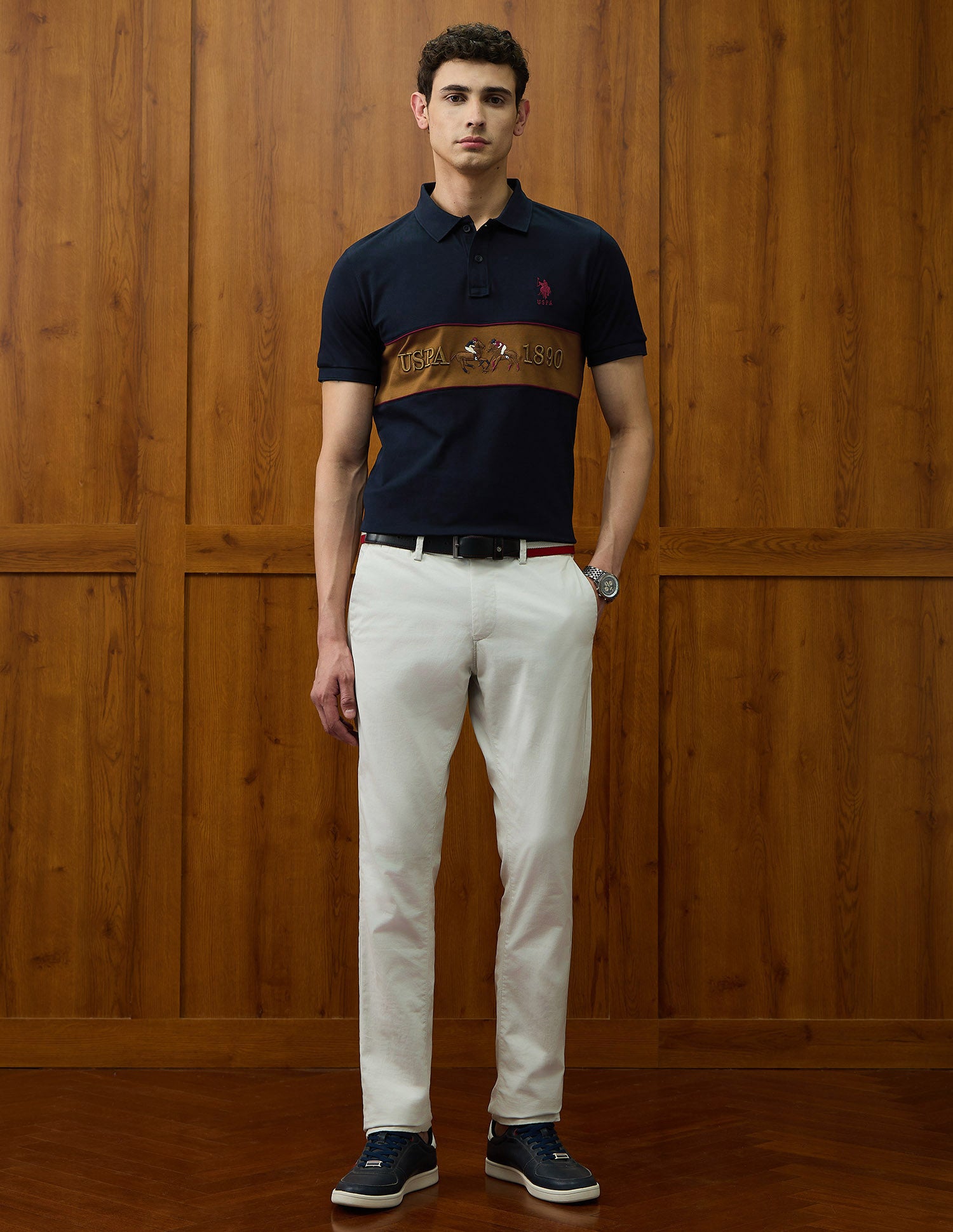 Brand Embroidered Varsity Theatre Polo Shirt Navy - U.S. POLO ASSN. | Large