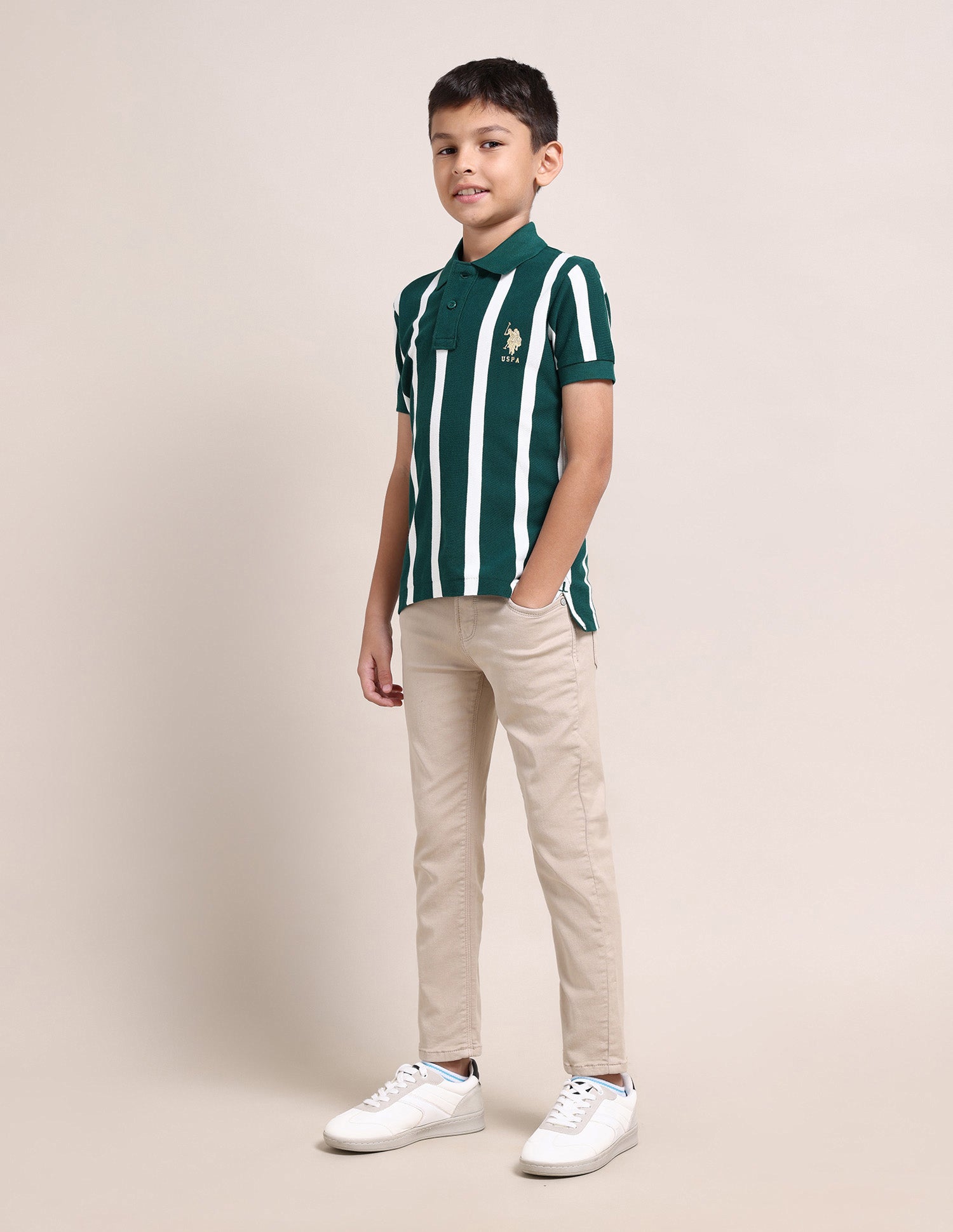 Boys Vertical Striped Regular Fit Polo Shirt Botanical Garden - U.S. POLO ASSN. | Large