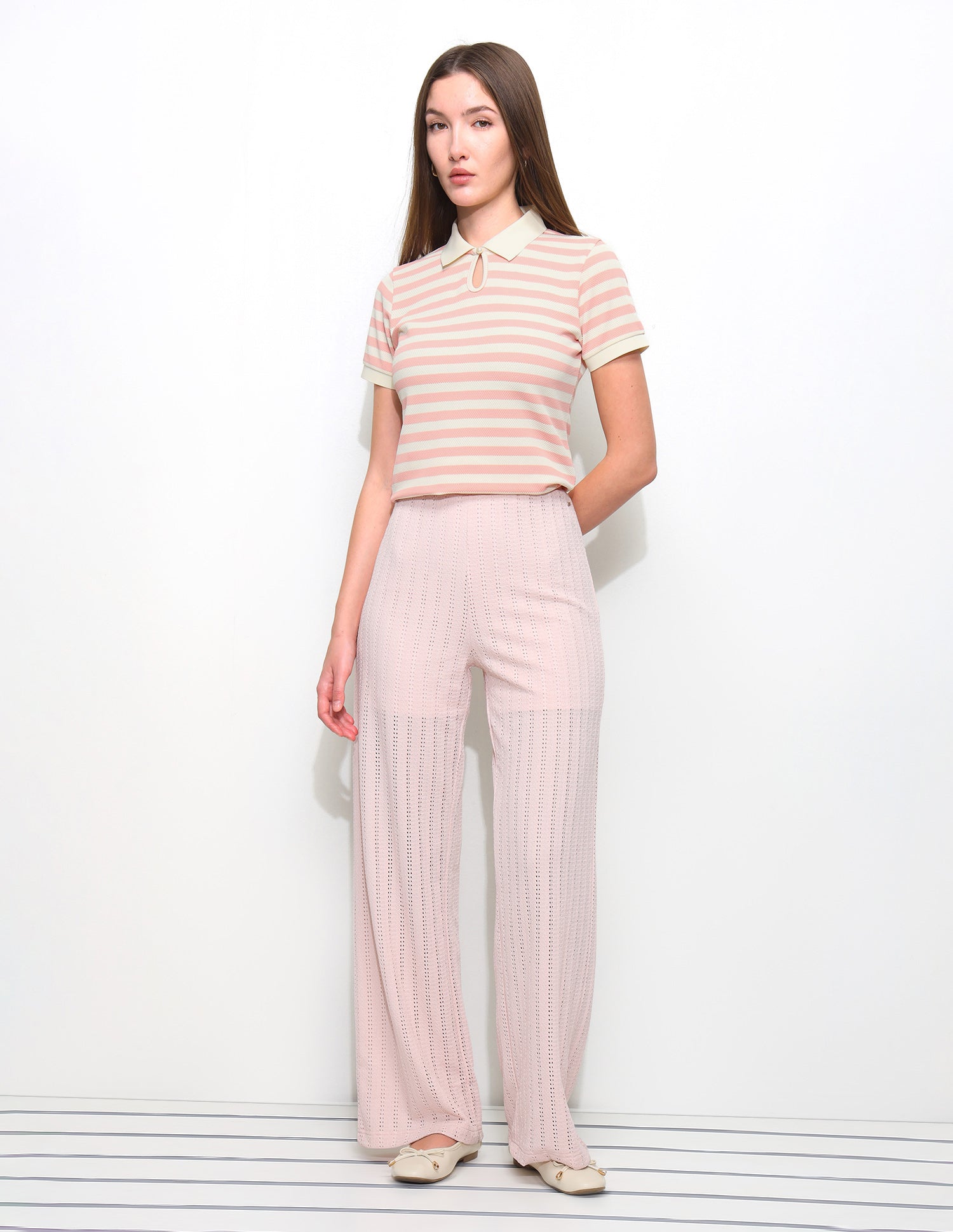 Horizontal Striped Key Hole Polo Shirt Pink - U.S. Polo Assn. India | Large