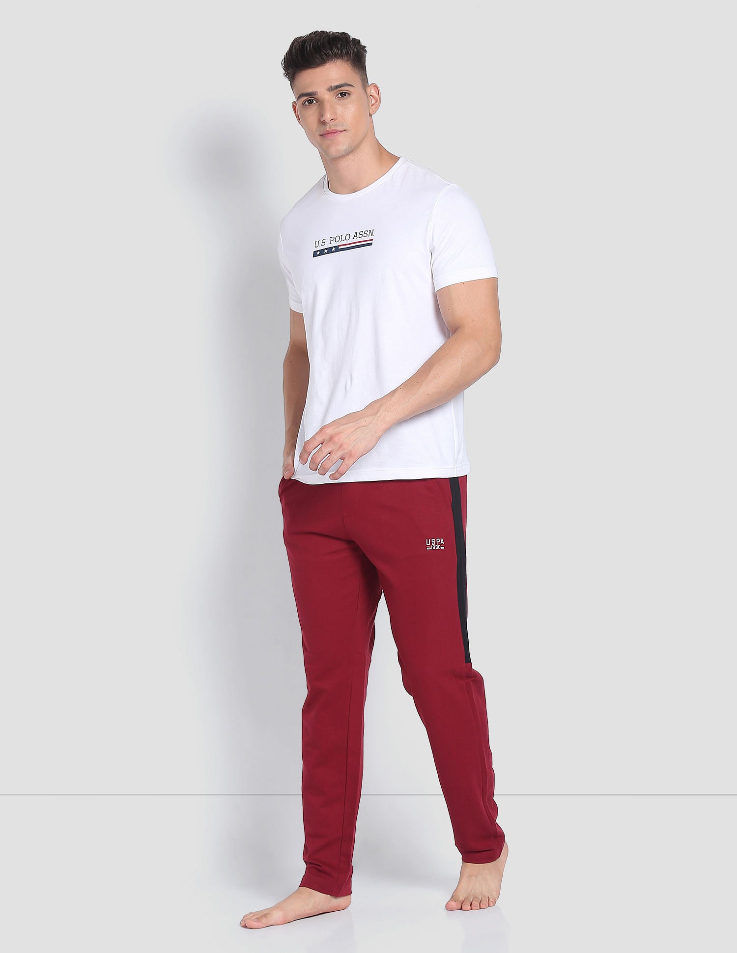 Solid Cotton OR001 Track Pants - Pack Of 1 Maroon - U.S. POLO ASSN. | Large