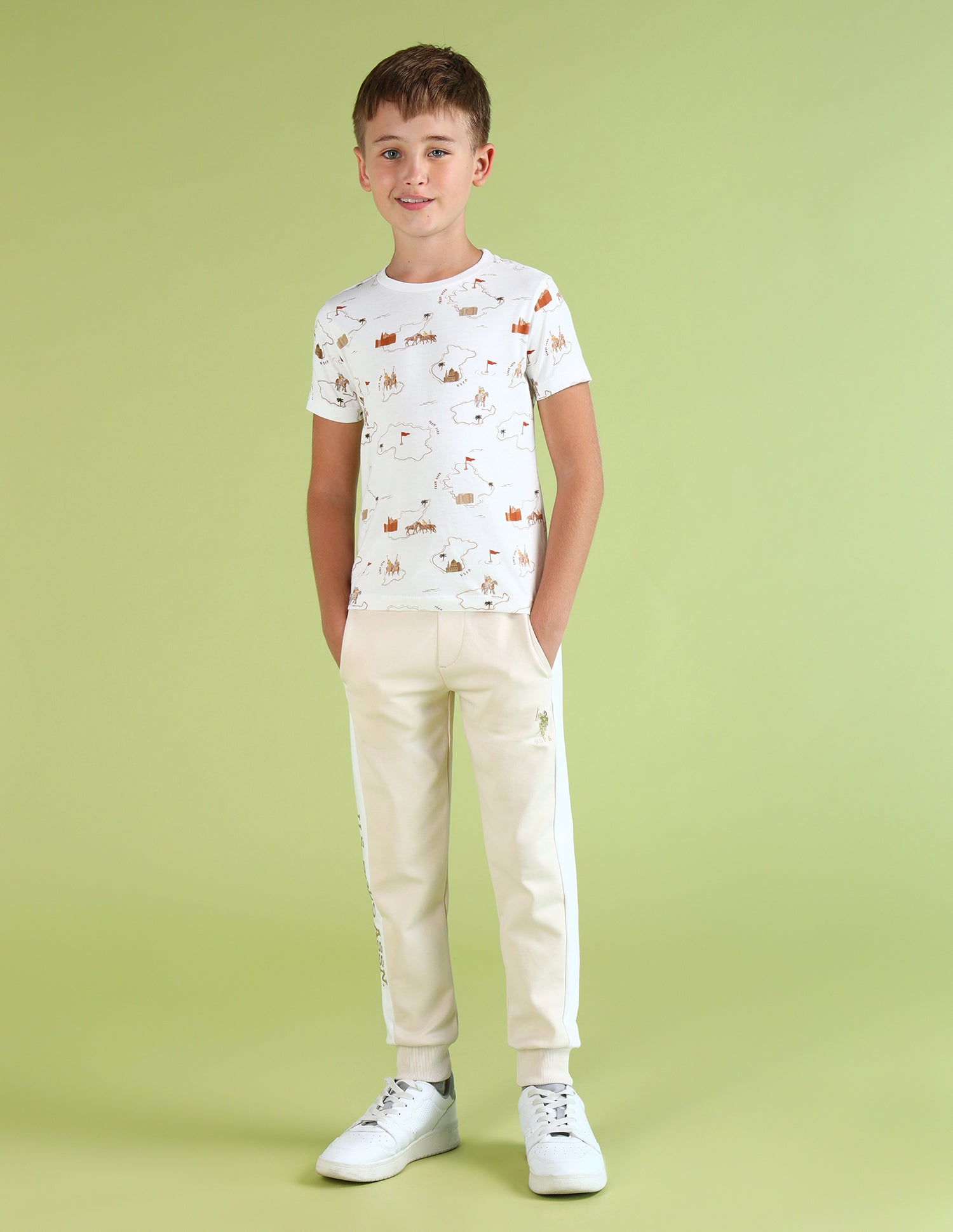 Boys All Over Printed Regular Fit T-Shirt White - U.S. POLO ASSN. | Large