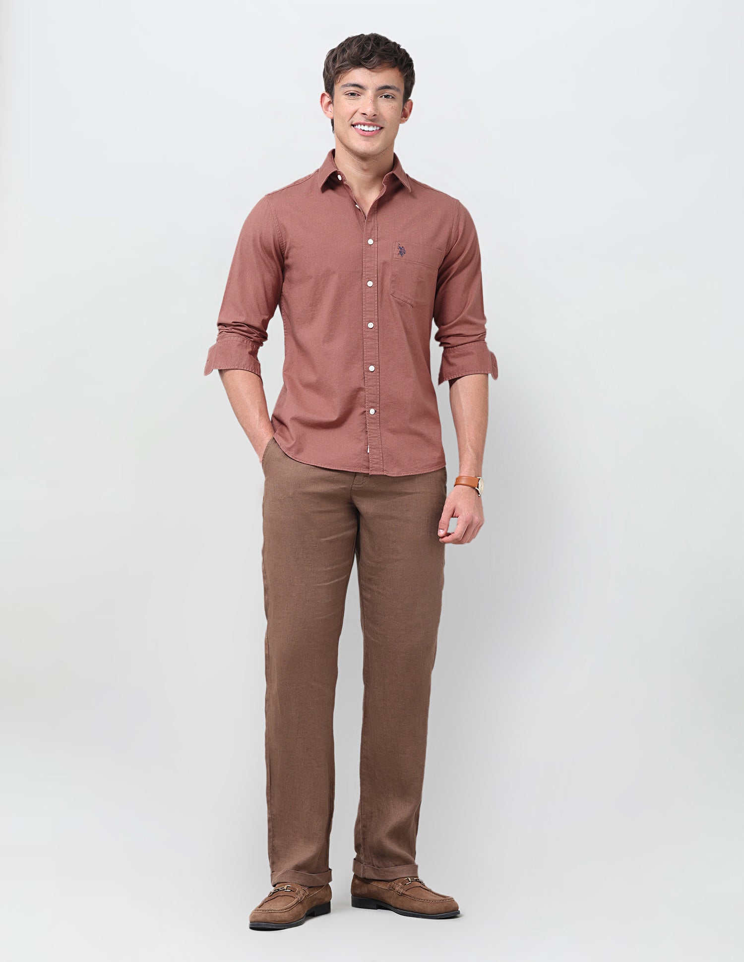 Tailored Fit Oxford Shirt Dark Pink - U.S. Polo Assn. India | Large