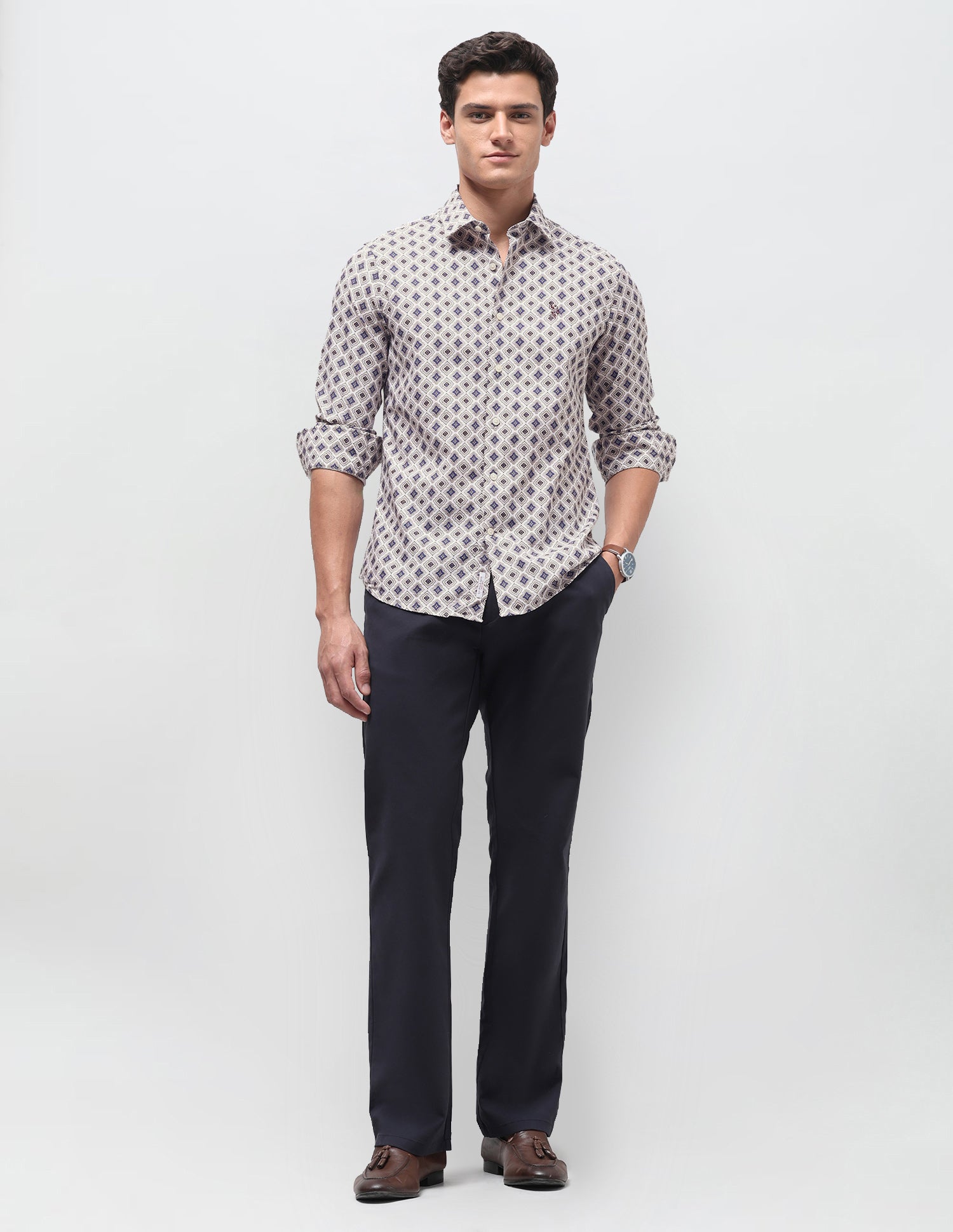 Dobby Regular Fit Shirt Brown - U.S. Polo Assn. India | Large