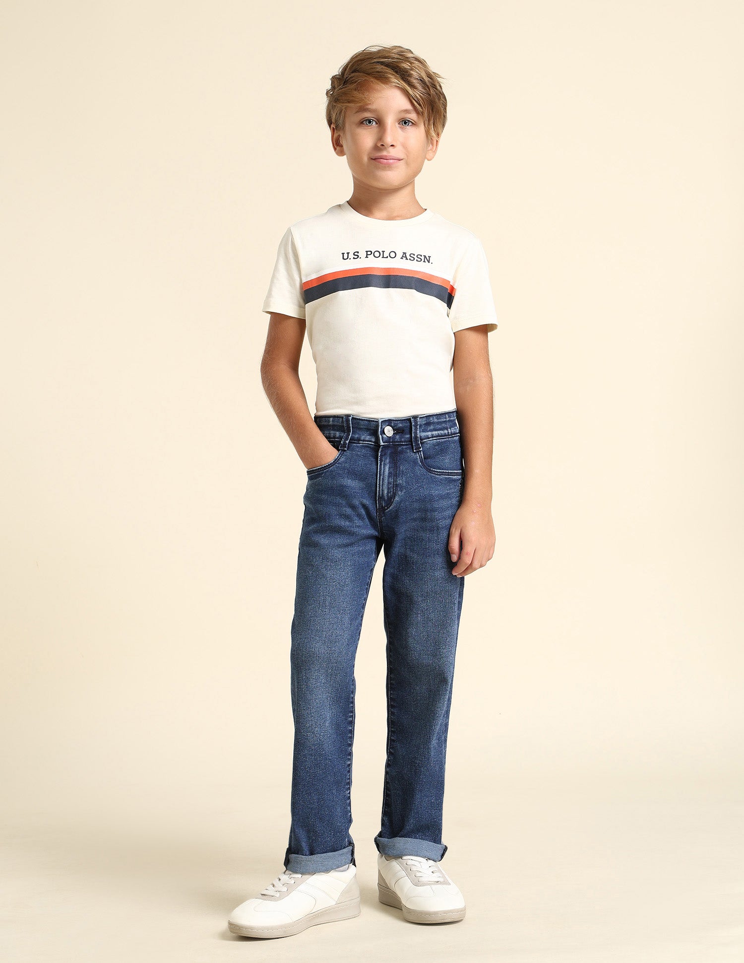 Boys Relaxed Fit Blue Jeans Dark Blue - U.S. POLO ASSN. | Large