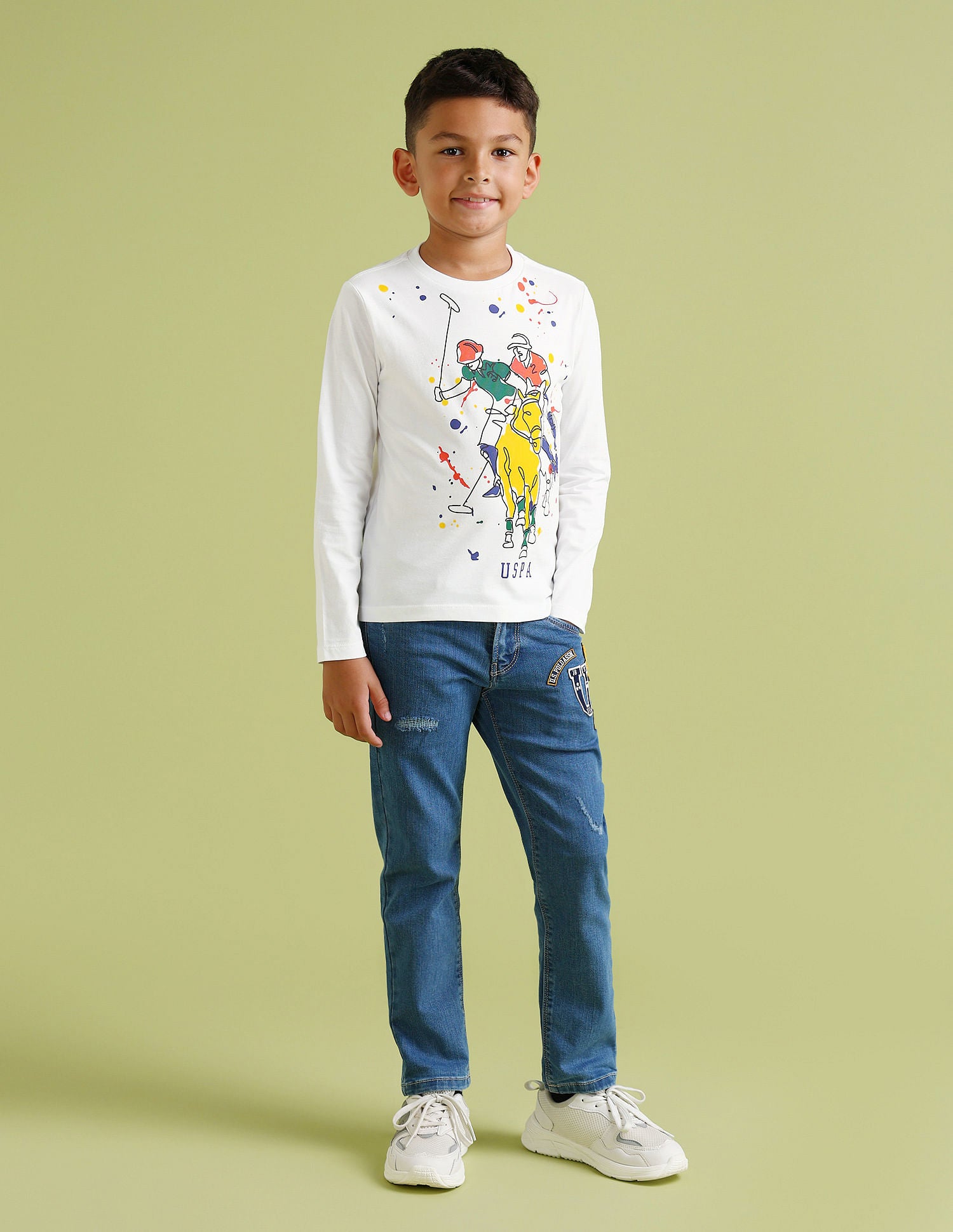 Boys Pure Cotton Regular T-shirt White - U.S. POLO ASSN. | Large