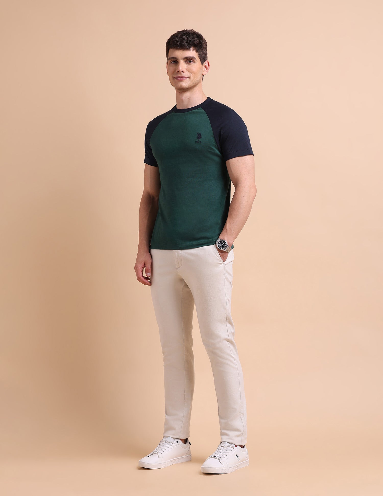 Varsity Colour Block T-Shirt Green - U.S. POLO ASSN. | Large