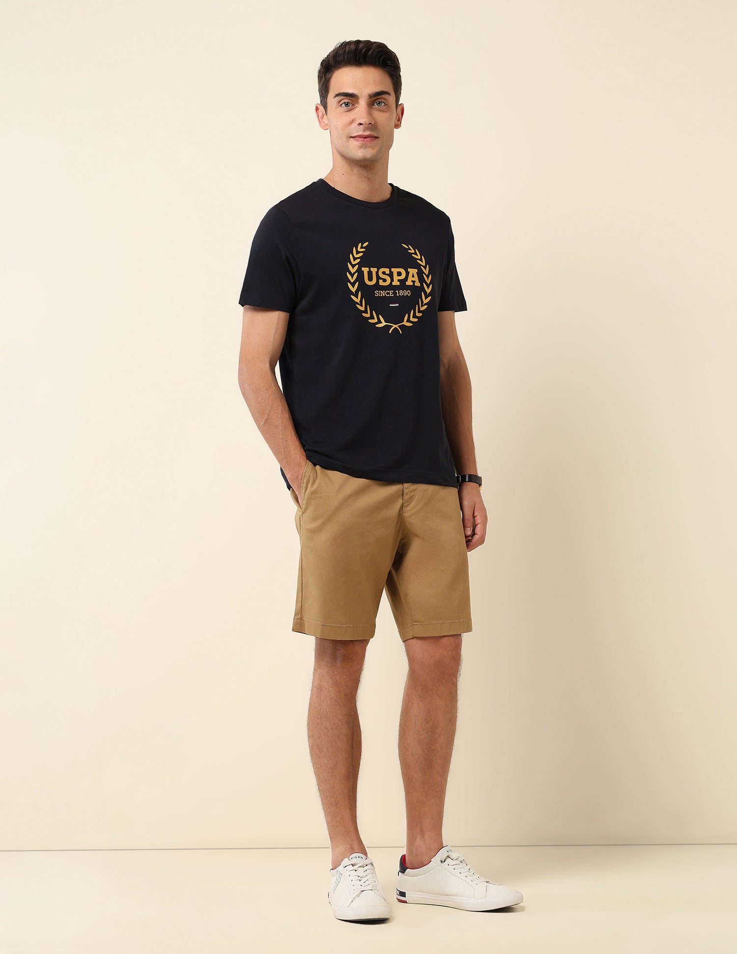 Brand Printed Pure Cotton T-Shirt Navy - U.S. POLO ASSN. | Large