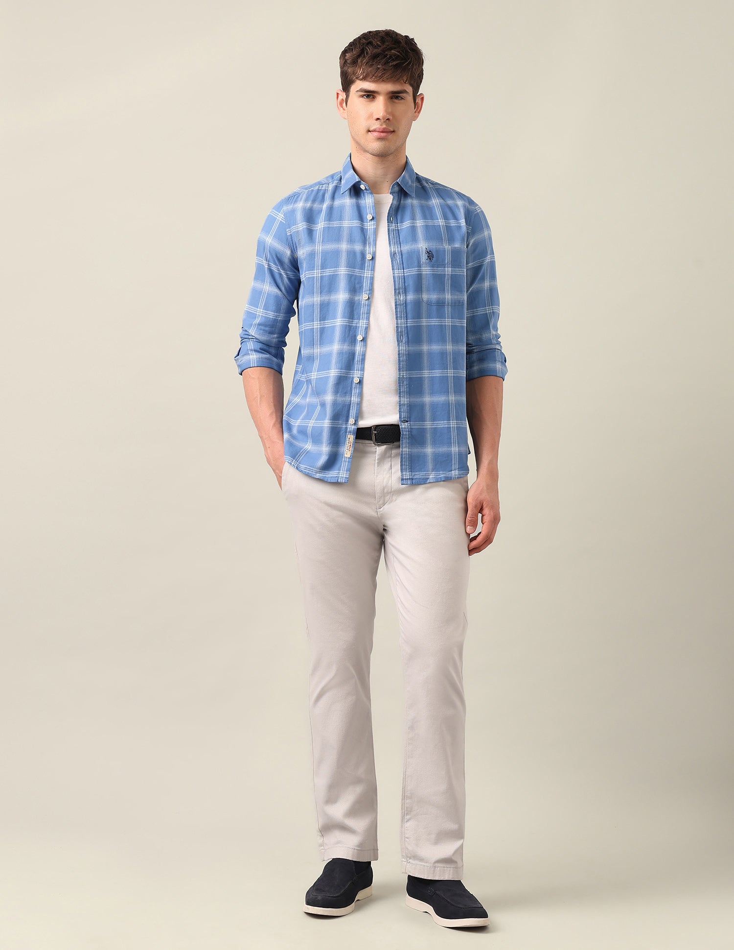 Tartan Checked Twill Shirt Blue - U.S. Polo Assn. India | Large