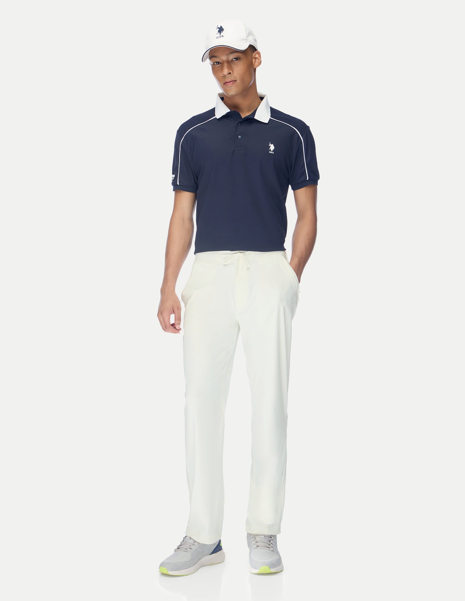 Mid Rise Regular Fit Active Track Pants White - U.S. Polo Assn. India | Large