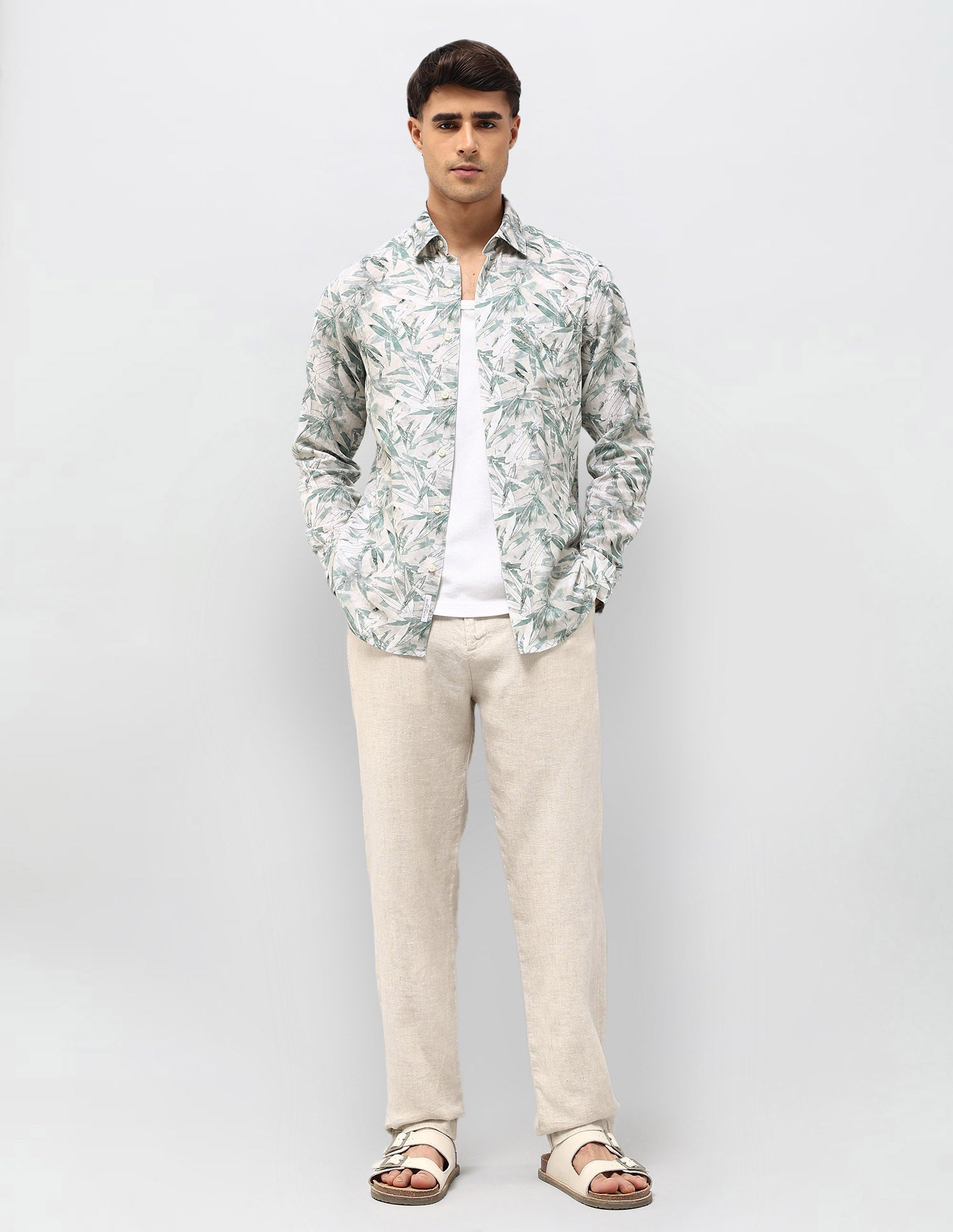 Tropical Printed Tailored Fit shirt Green - U.S. POLO ASSN. | Large