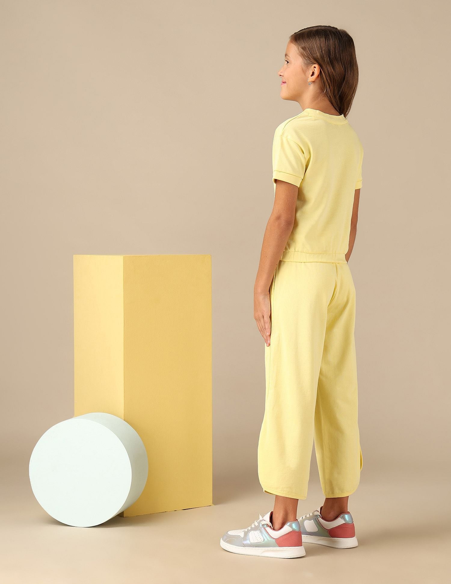 Girls Crest Embroidered Cotton T-Shirt Light Yellow - U.S. POLO ASSN. | Large