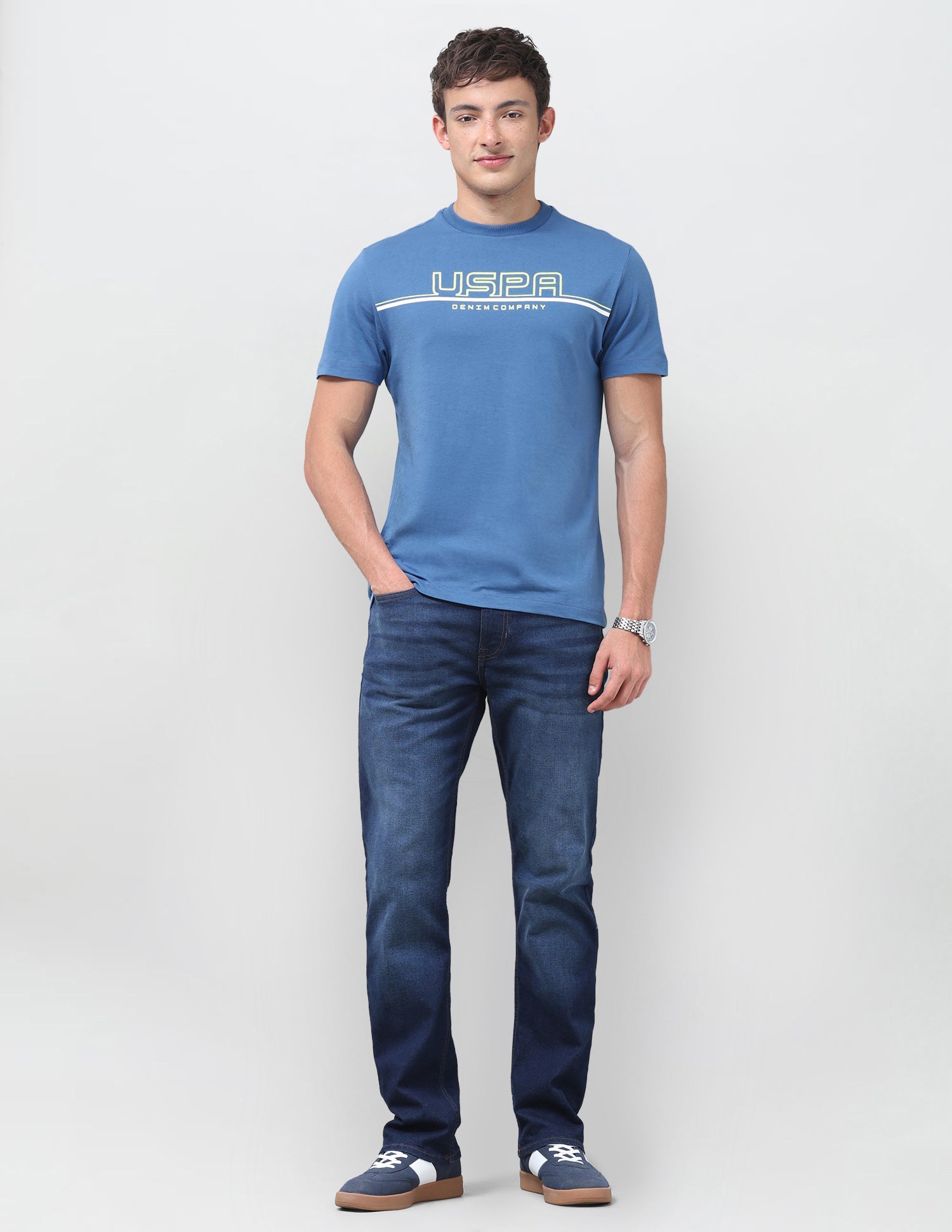 Brand Printed Regular Fit T-Shirt Dark Blue - U.S. Polo Assn. India | Large