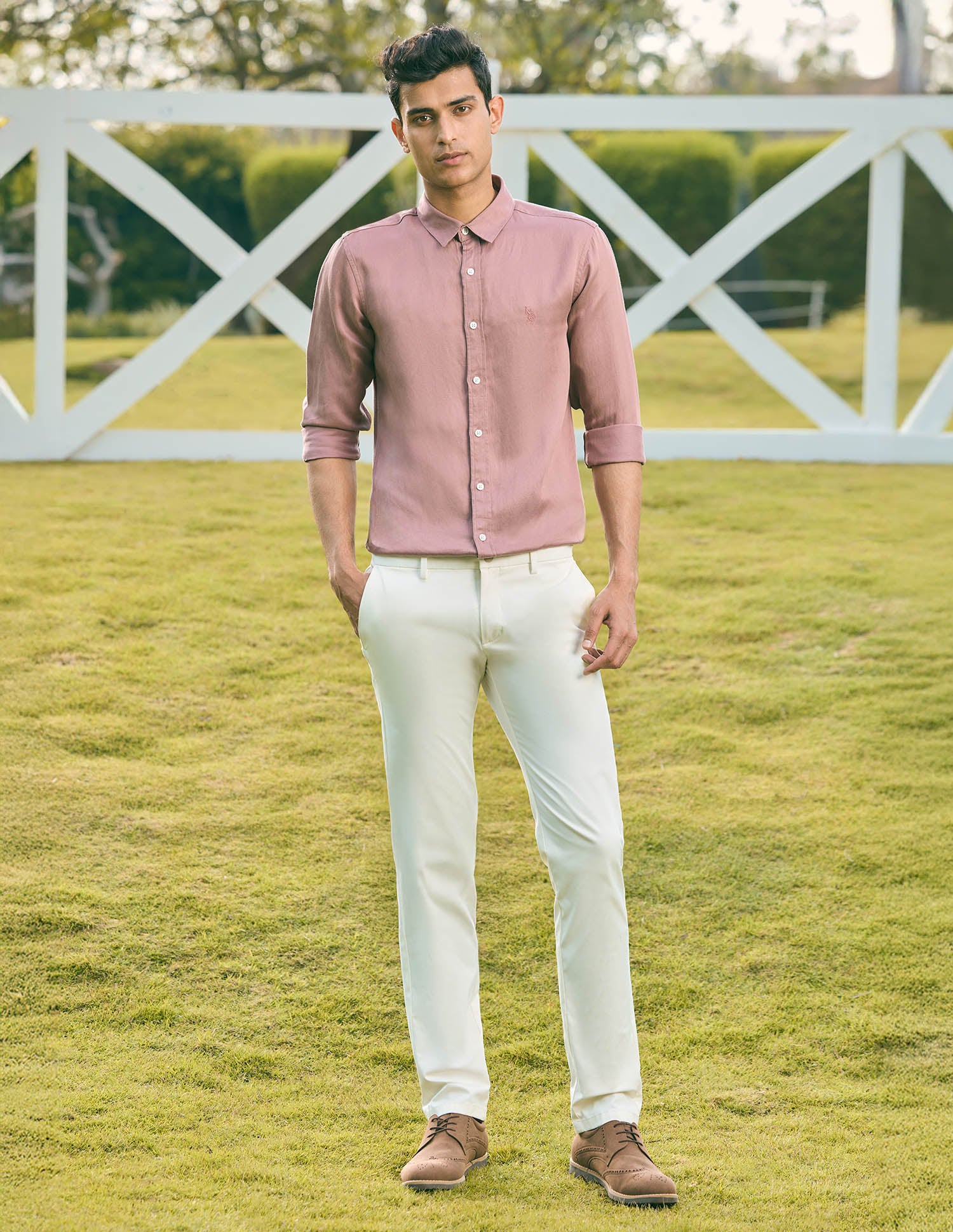 Pacho X Tailored Fit Twill Shirt Pink - U.S. POLO ASSN. | Large