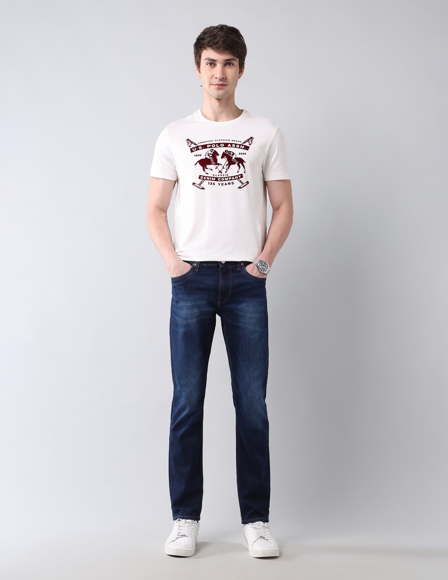 Brandon Slim Tapered Fit Authentic Denim Jeans Blue - U.S. Polo Assn. India | Large
